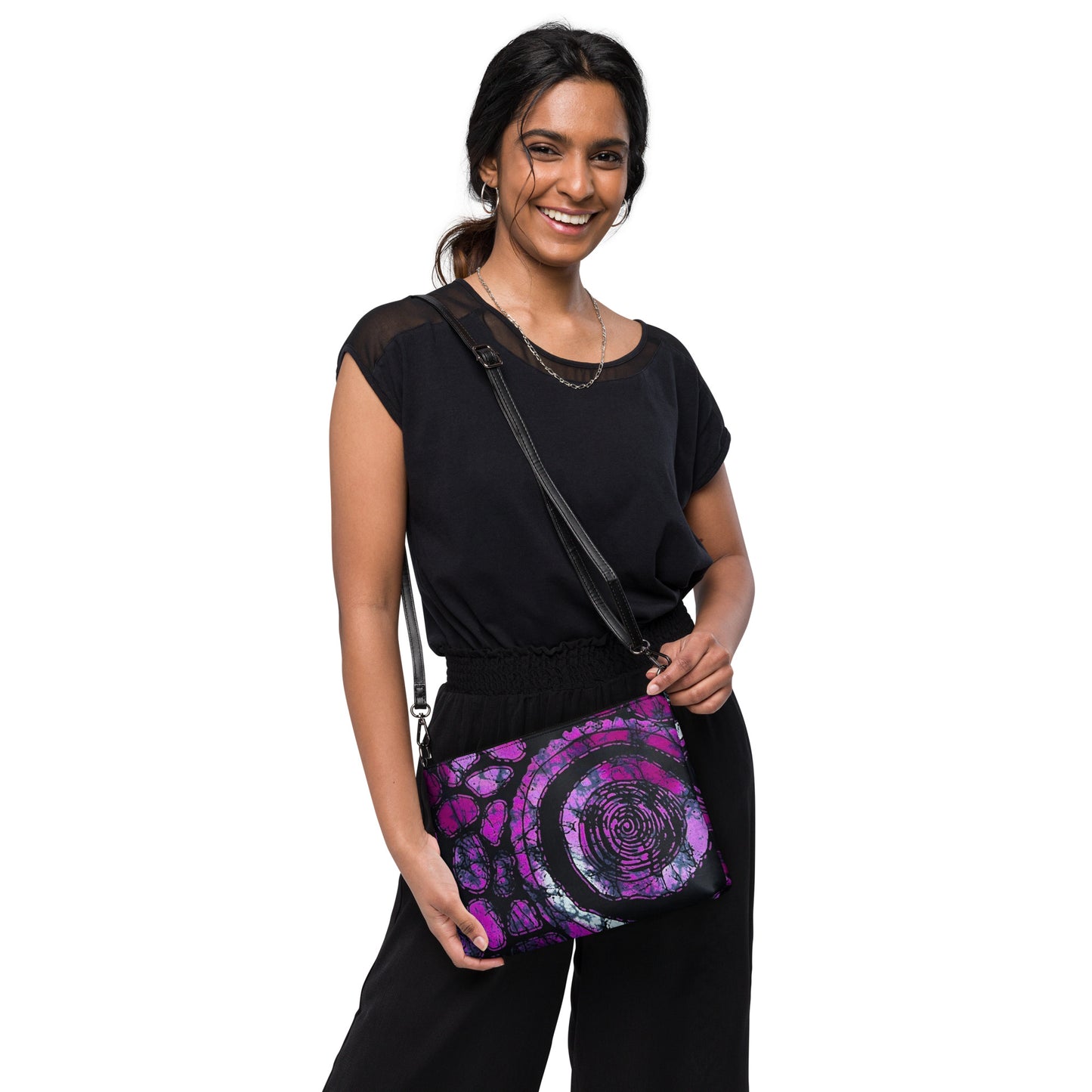 Purple Black Ankara Crossbody Bag