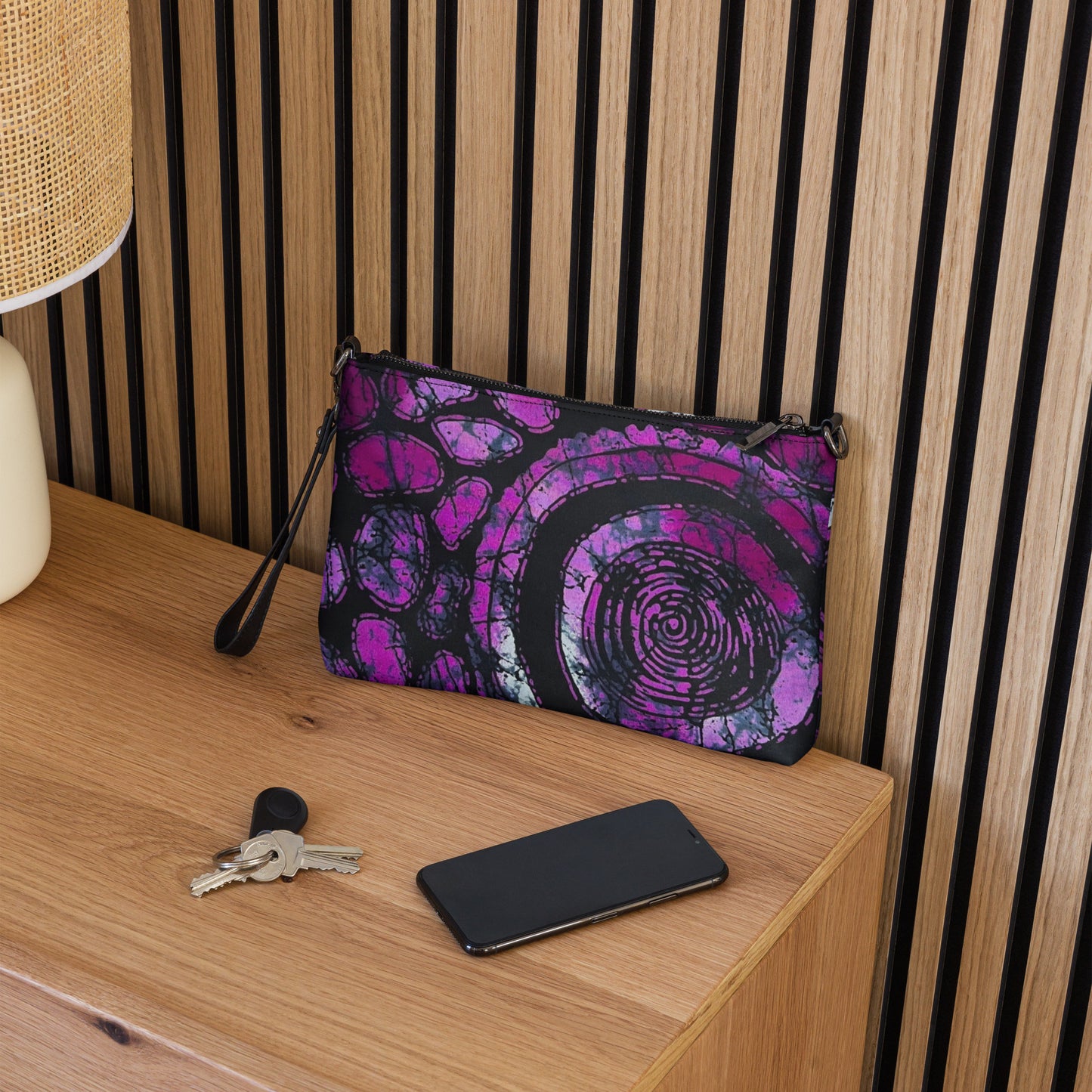 Purple Black Ankara Crossbody Bag