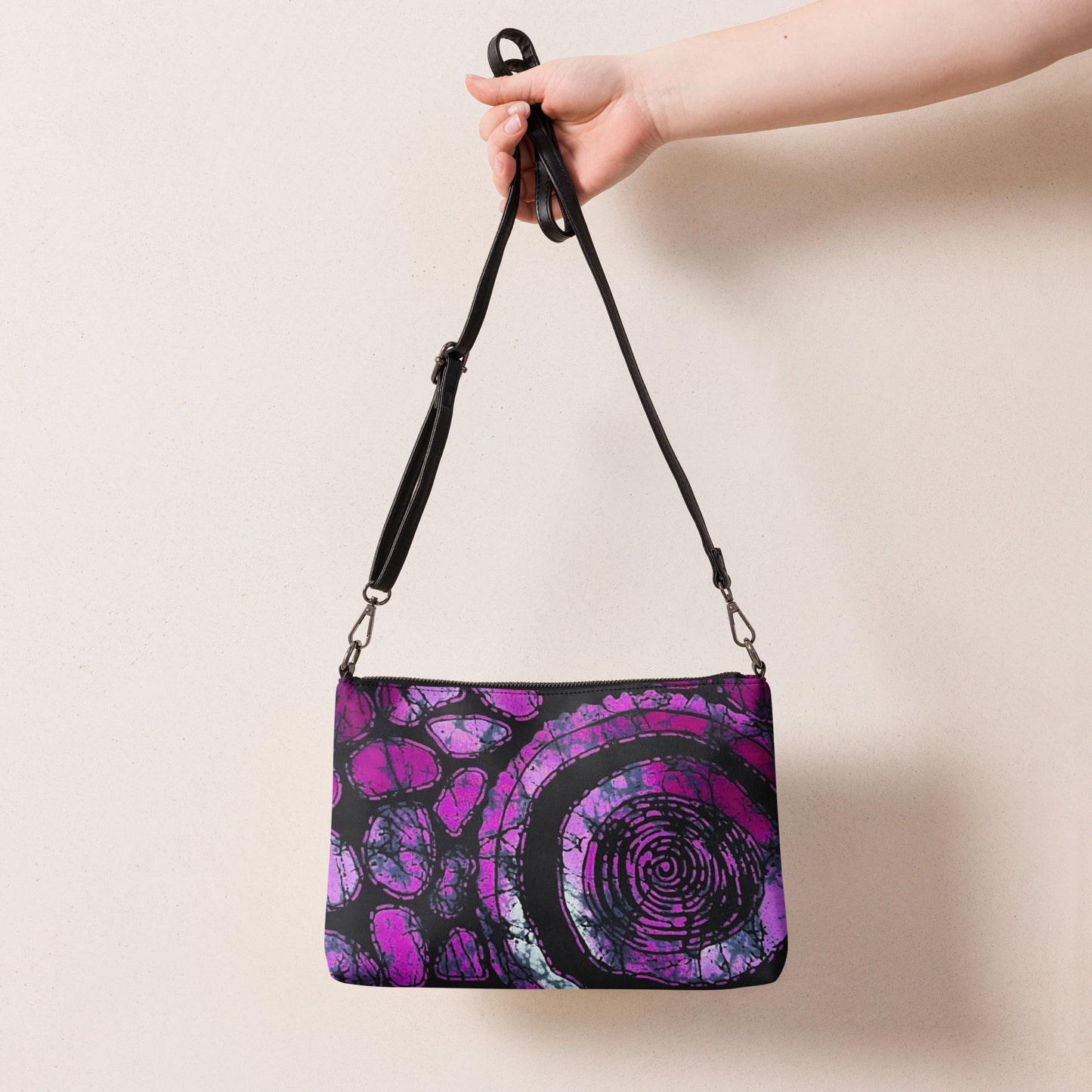 Purple Black Ankara Crossbody Bag