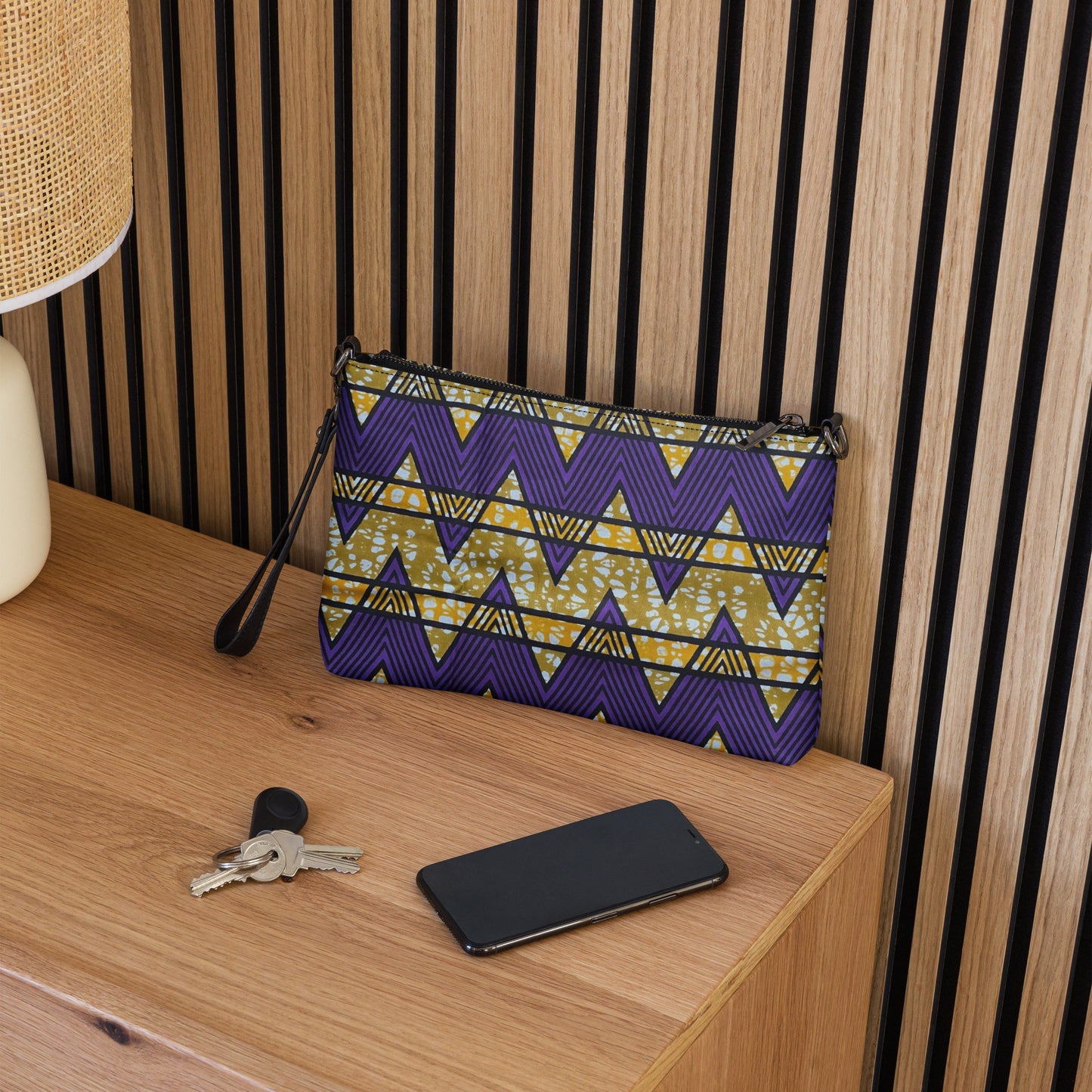 Purple & Yellow Kente Ankara Crossbody Bag