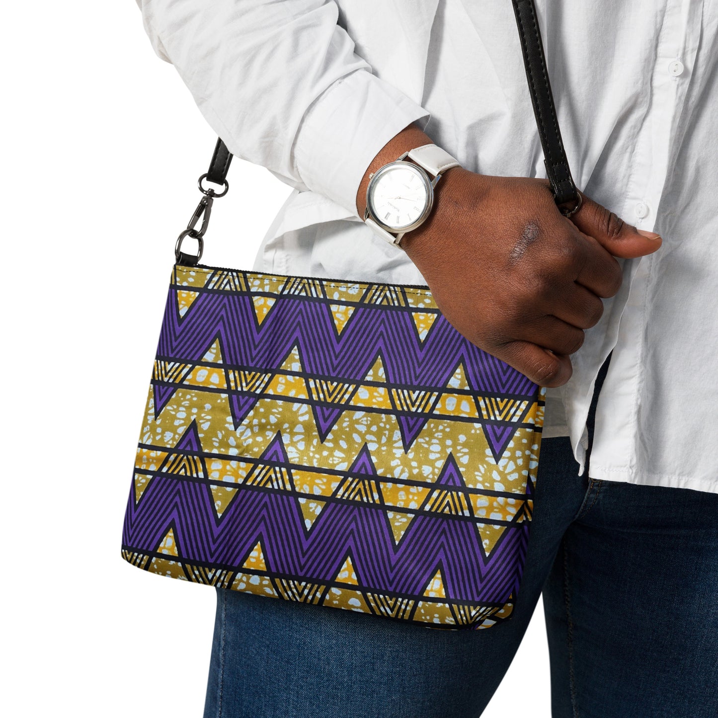 Purple & Yellow Kente Ankara Crossbody Bag