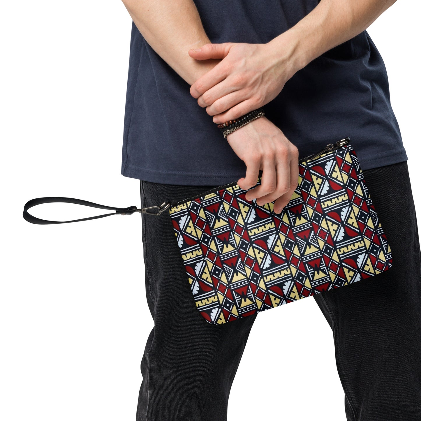 Red Cream Black & White Bogolan Ankara Crossbody Bag
