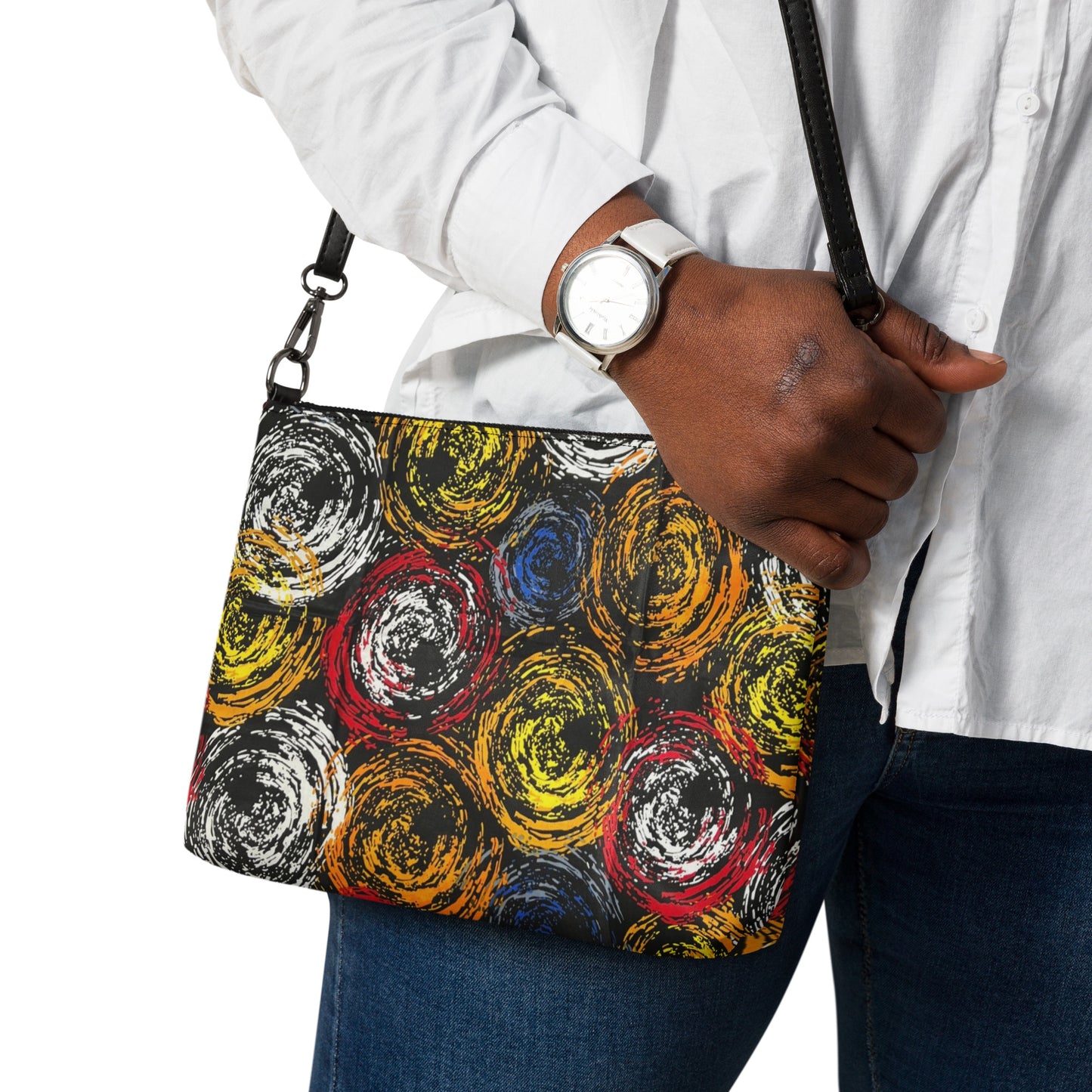 Vibrant Colourful Swirls Ankara Crossbody Bag