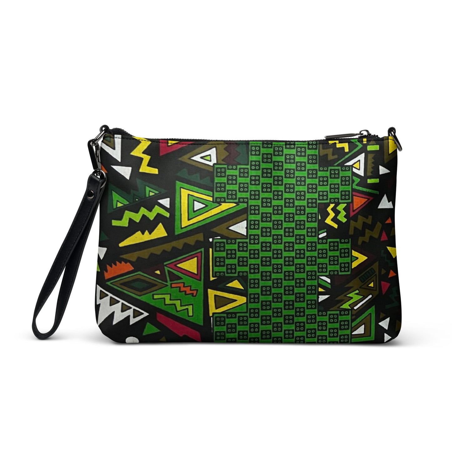 Vibrant Multicolour Green Black Yellow Red Ethnic Ankara Crossbody Bag