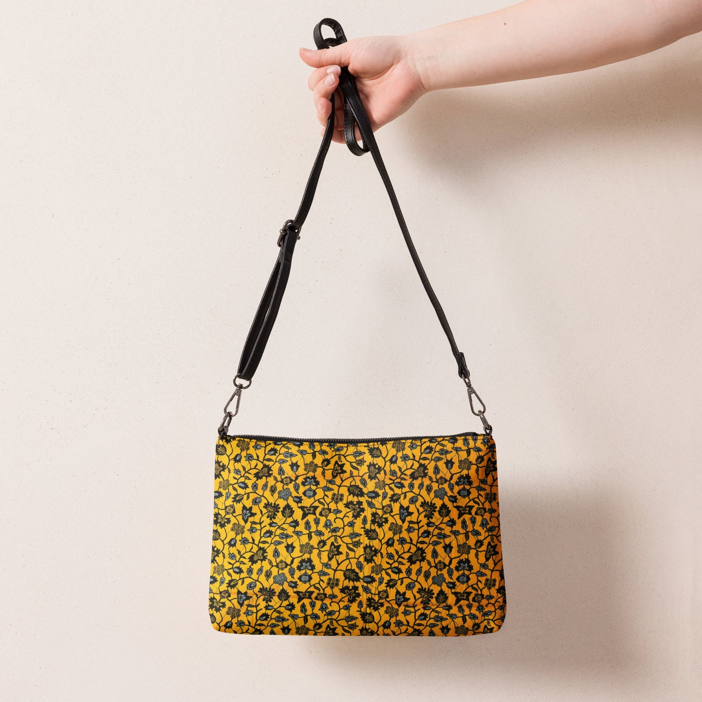 Yellow & Leaves Ankara Crossbody Bag