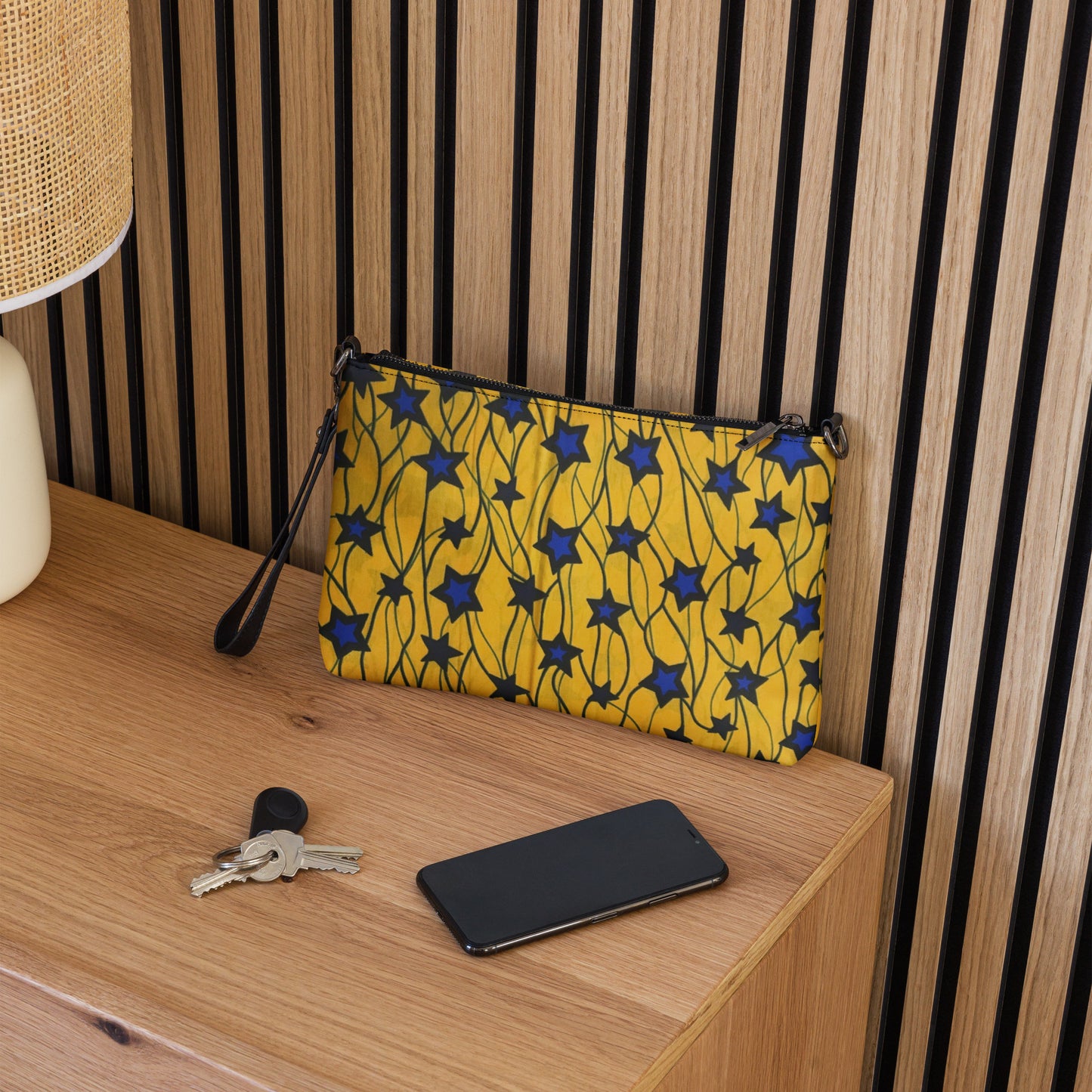 Yellow Blue Star Ankara Crossbody Bag