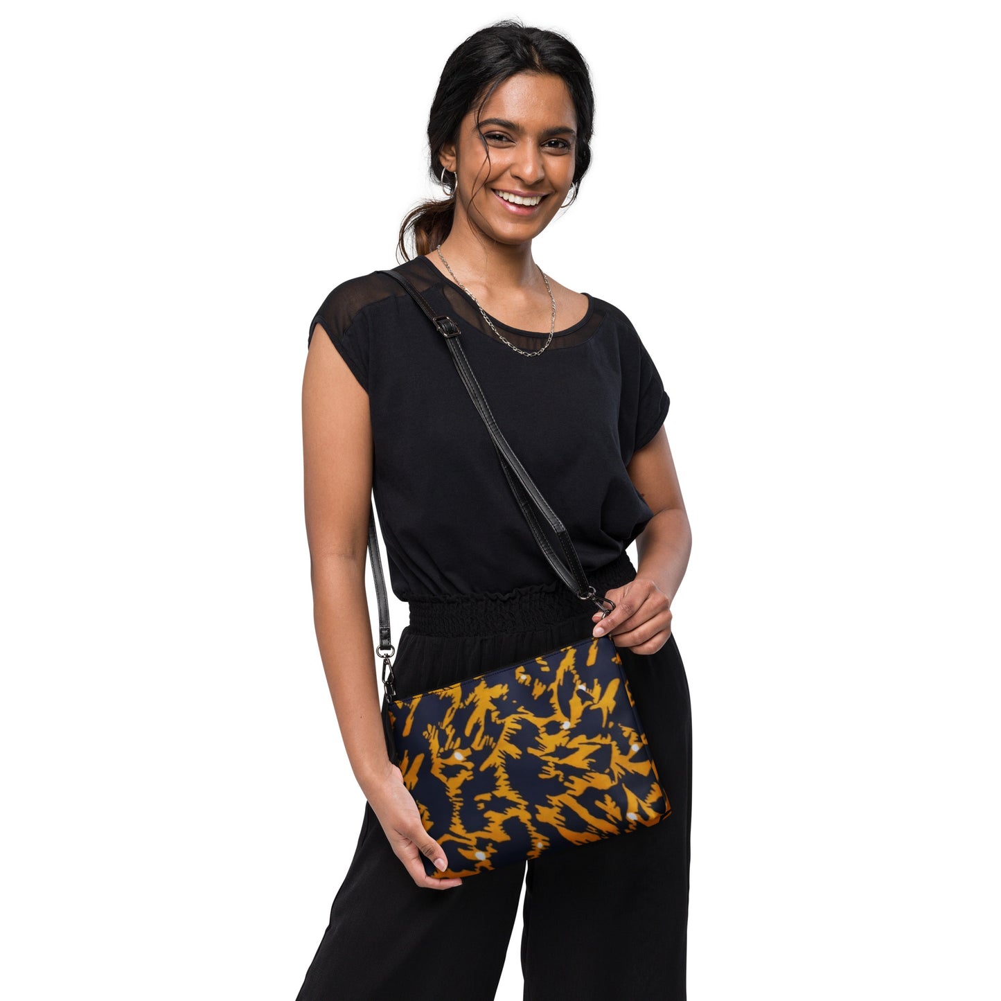 Yellow Leopard Ankara Crossbody Bag