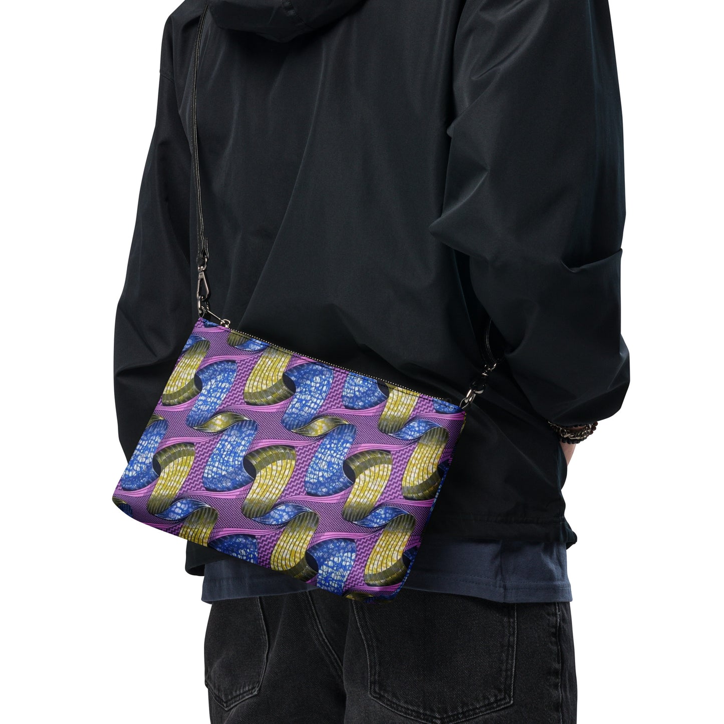 Blue Green Pink Ankara Crossbody Bag