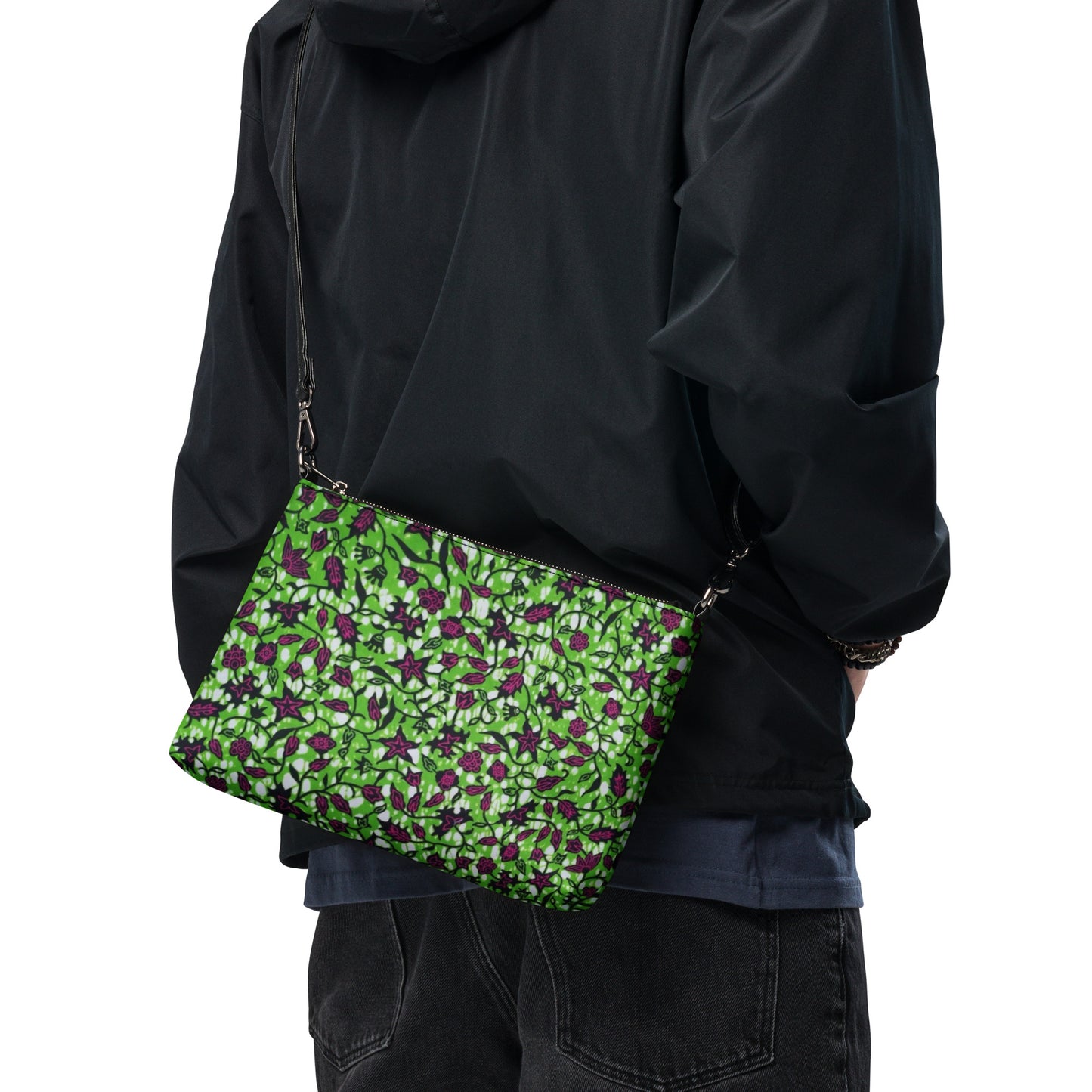 Green Burgundy Ankara Crossbody Bag