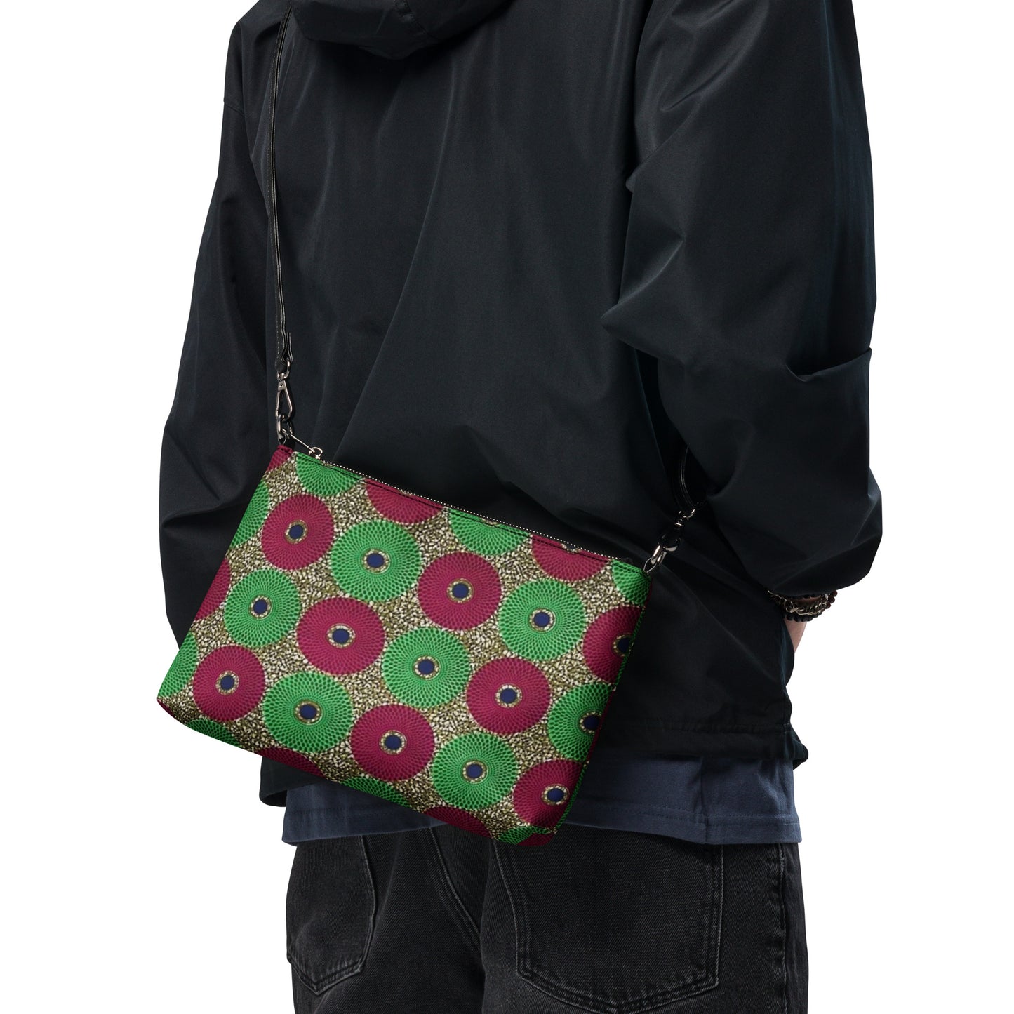 Green Red Mandela Ankara Crossbody Bag