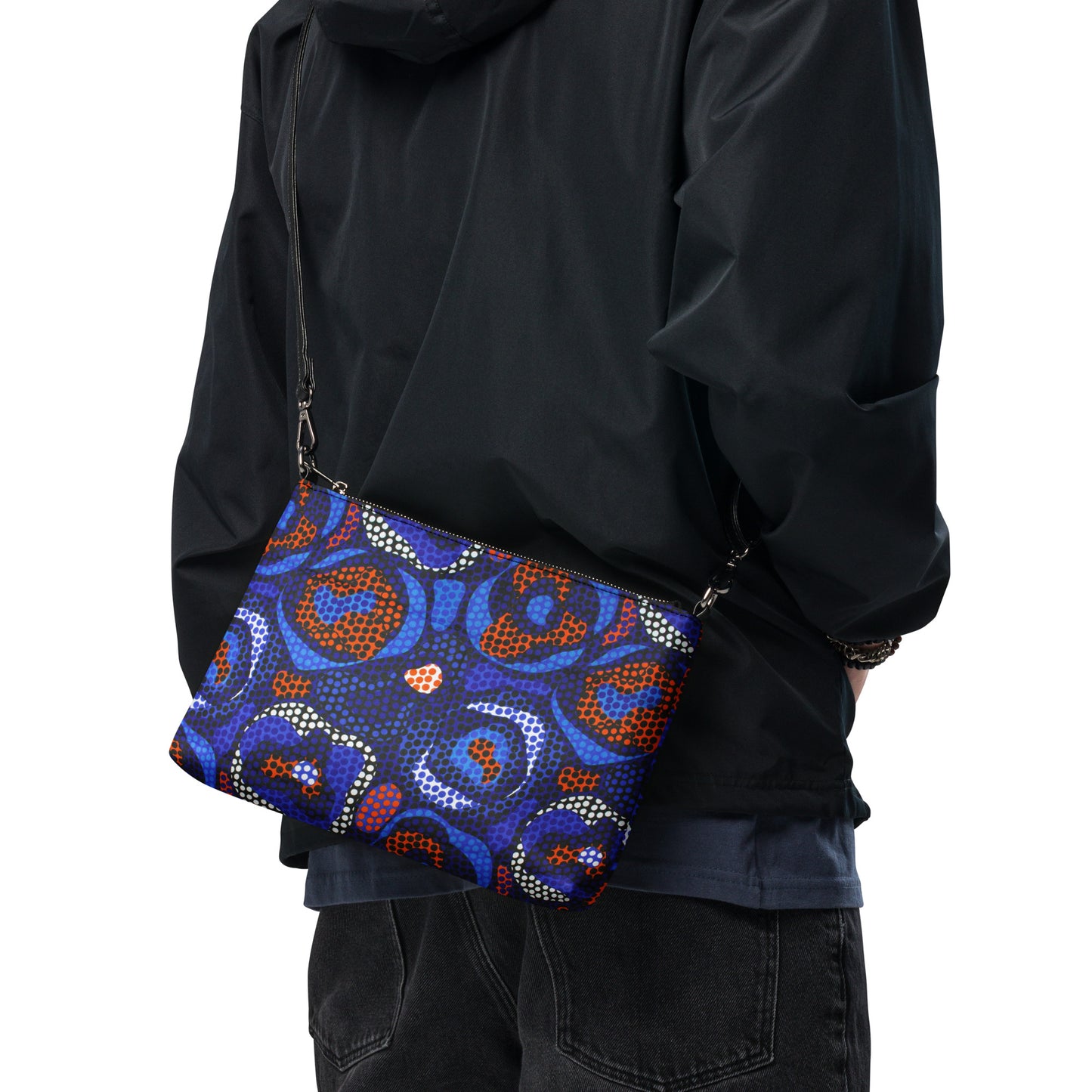 Blue & Orange Abstract Ankara Crossbody Bag