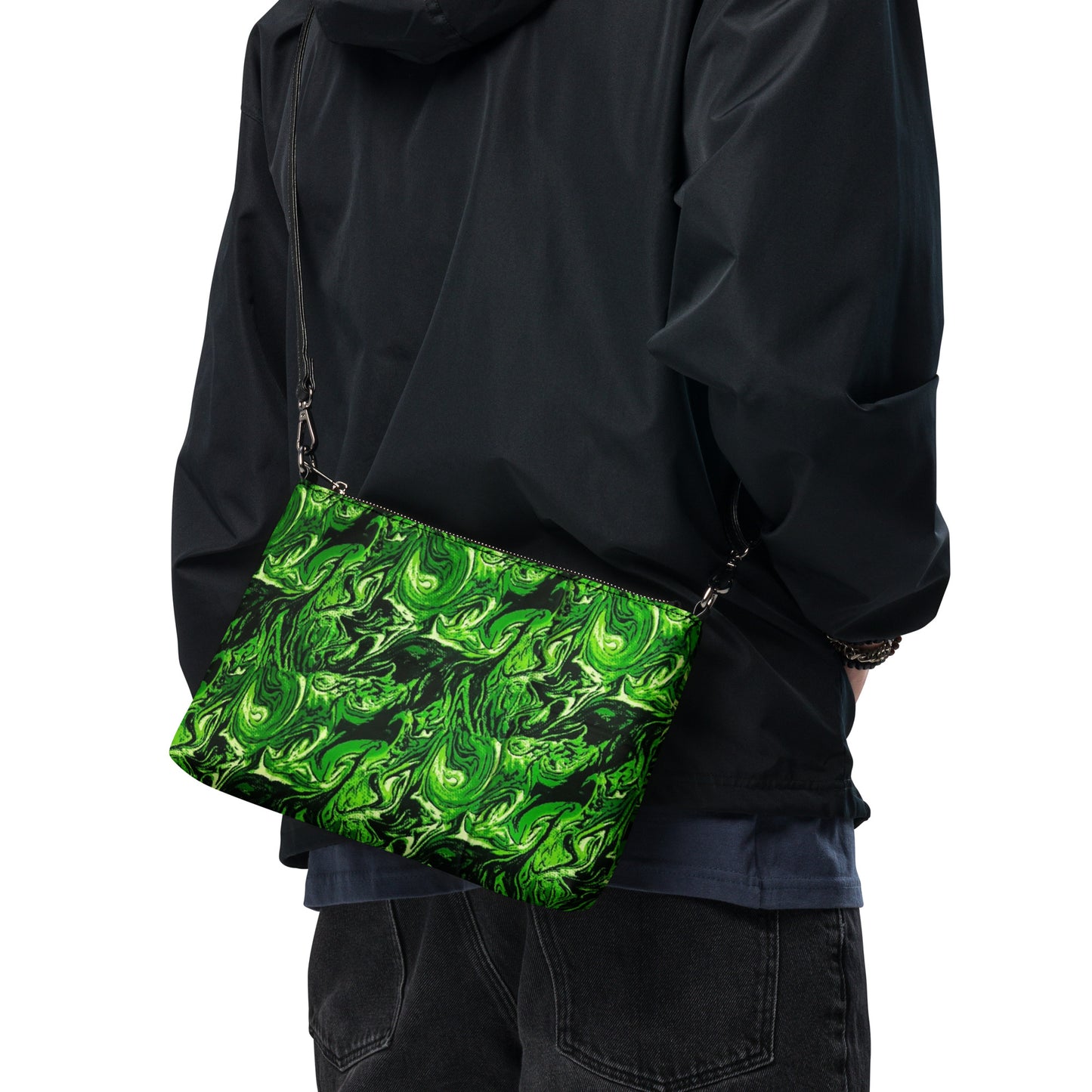 Green Abstract Ankara Crossbody Bag