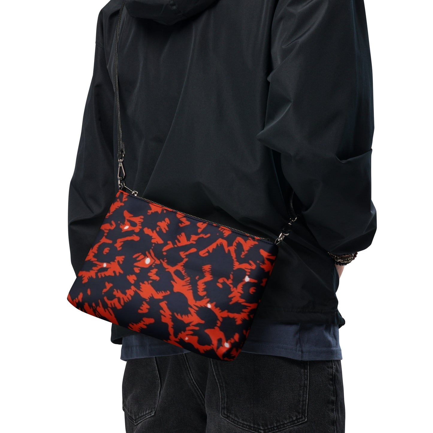 Orange Leopard Ankara Crossbody Bag