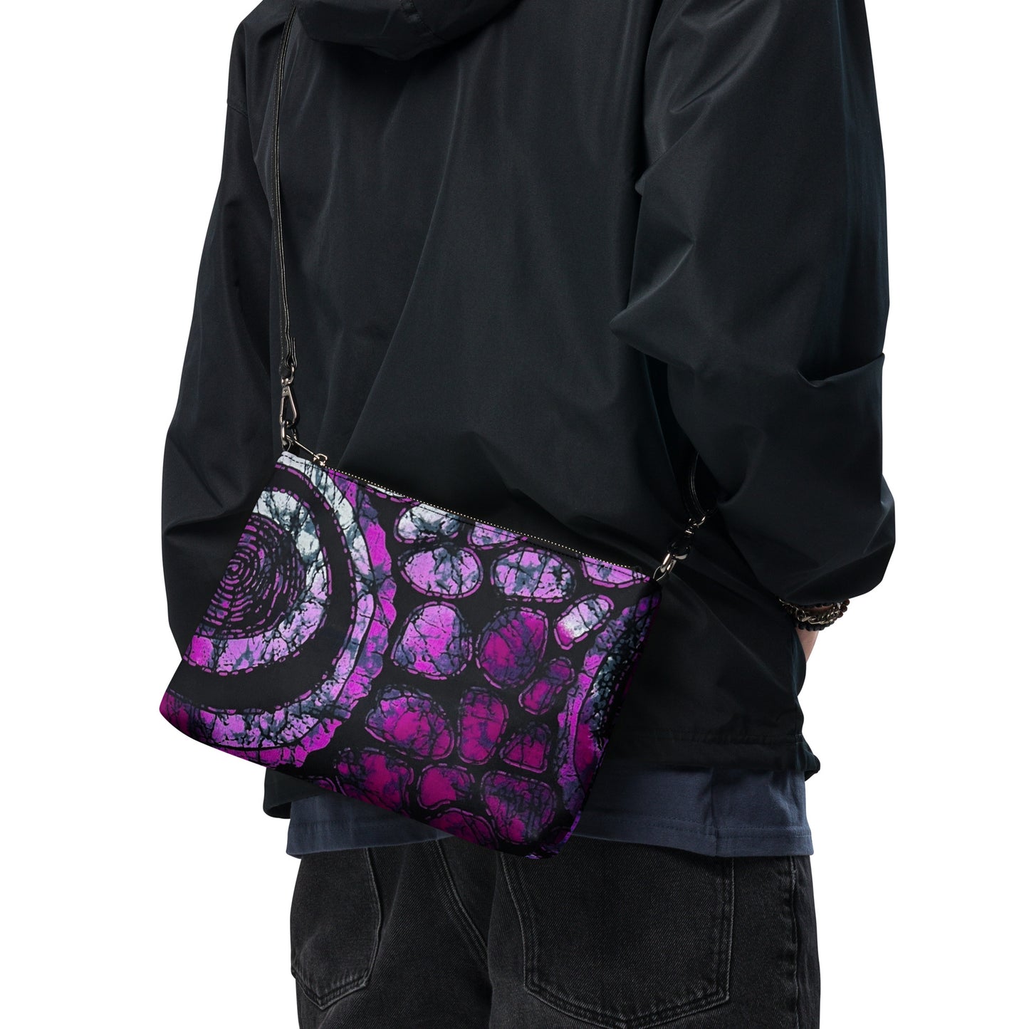 Purple Black Ankara Crossbody Bag