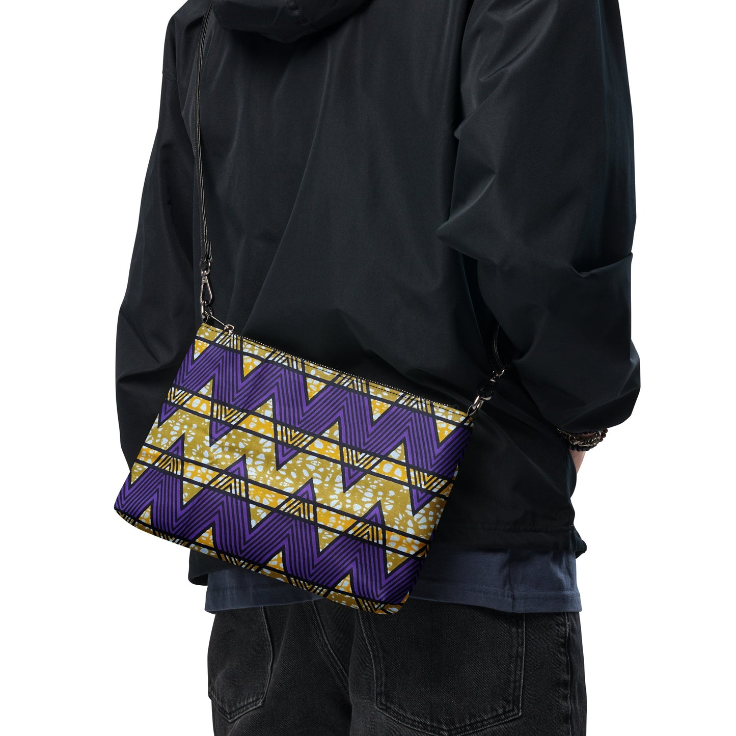 Purple & Yellow Kente Ankara Crossbody Bag