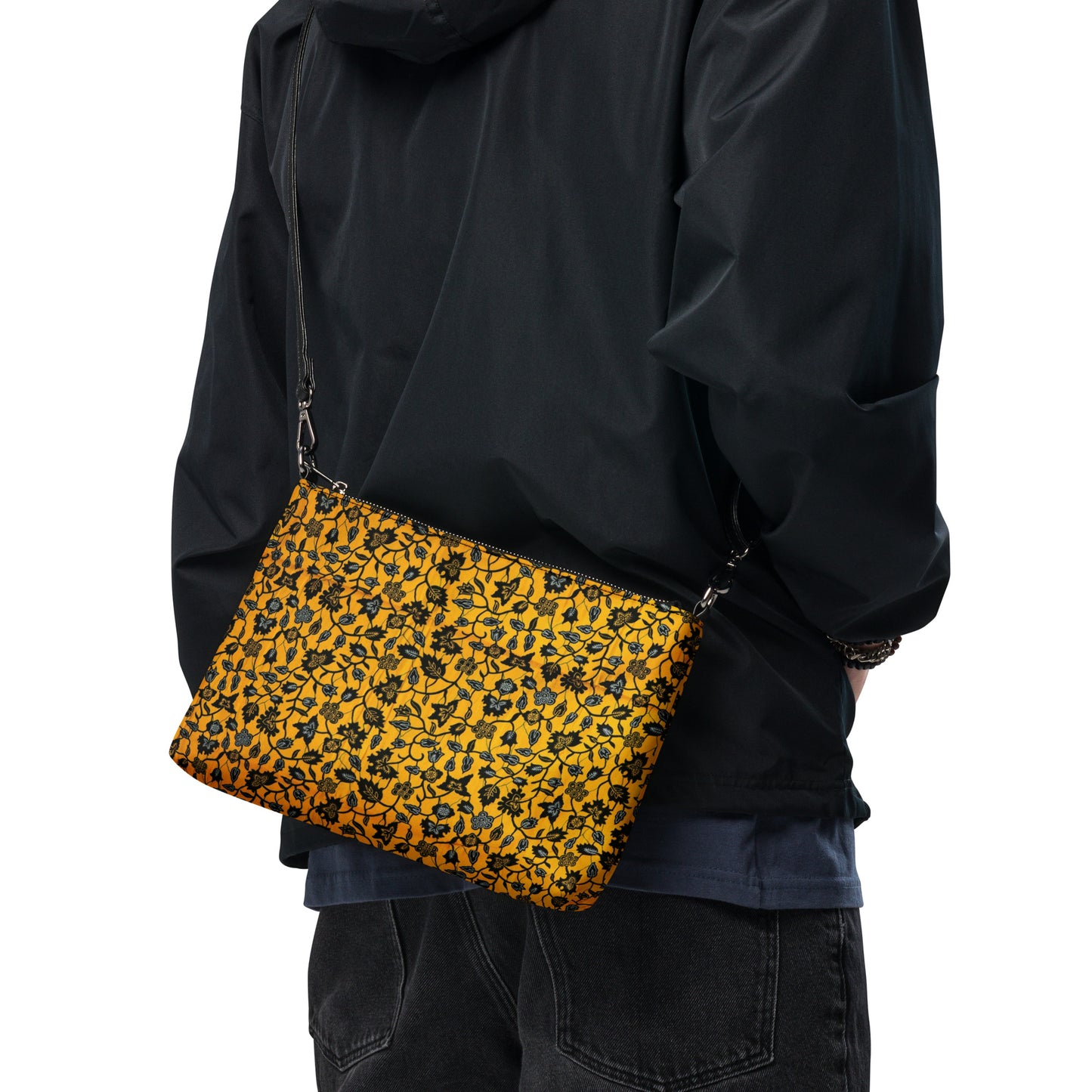 Yellow & Leaves Ankara Crossbody Bag