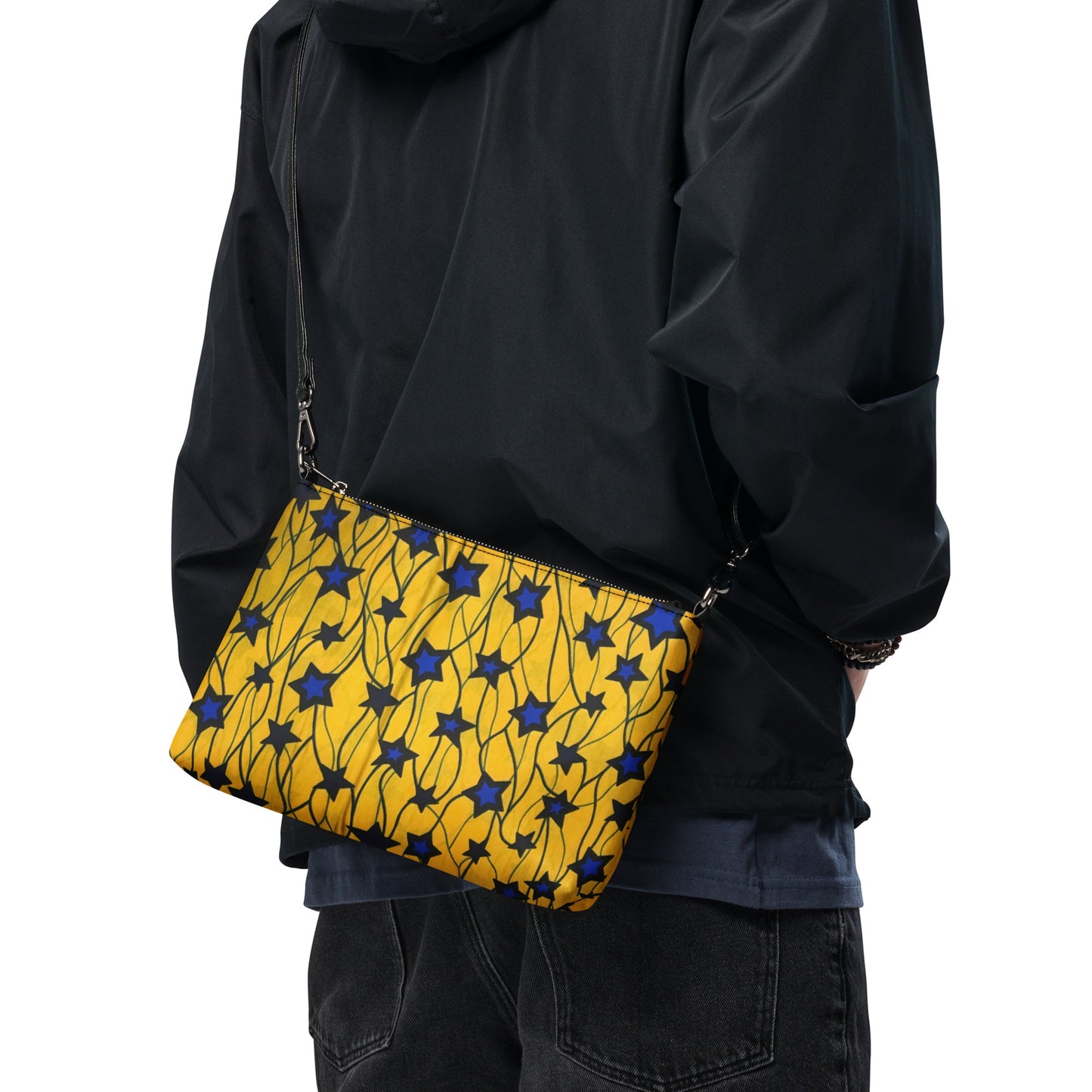 Yellow Blue Star Ankara Crossbody Bag