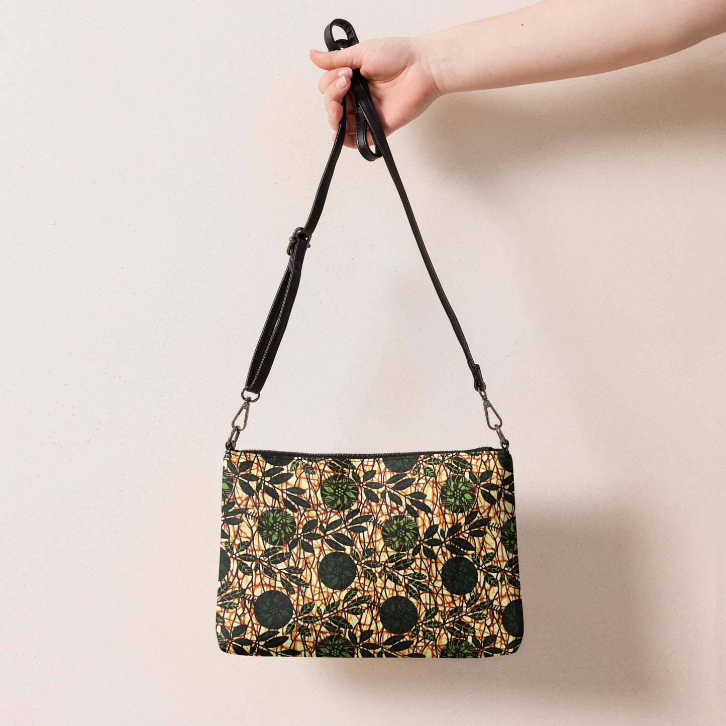 Green Leaf Wine Ankara Crossbody Bag