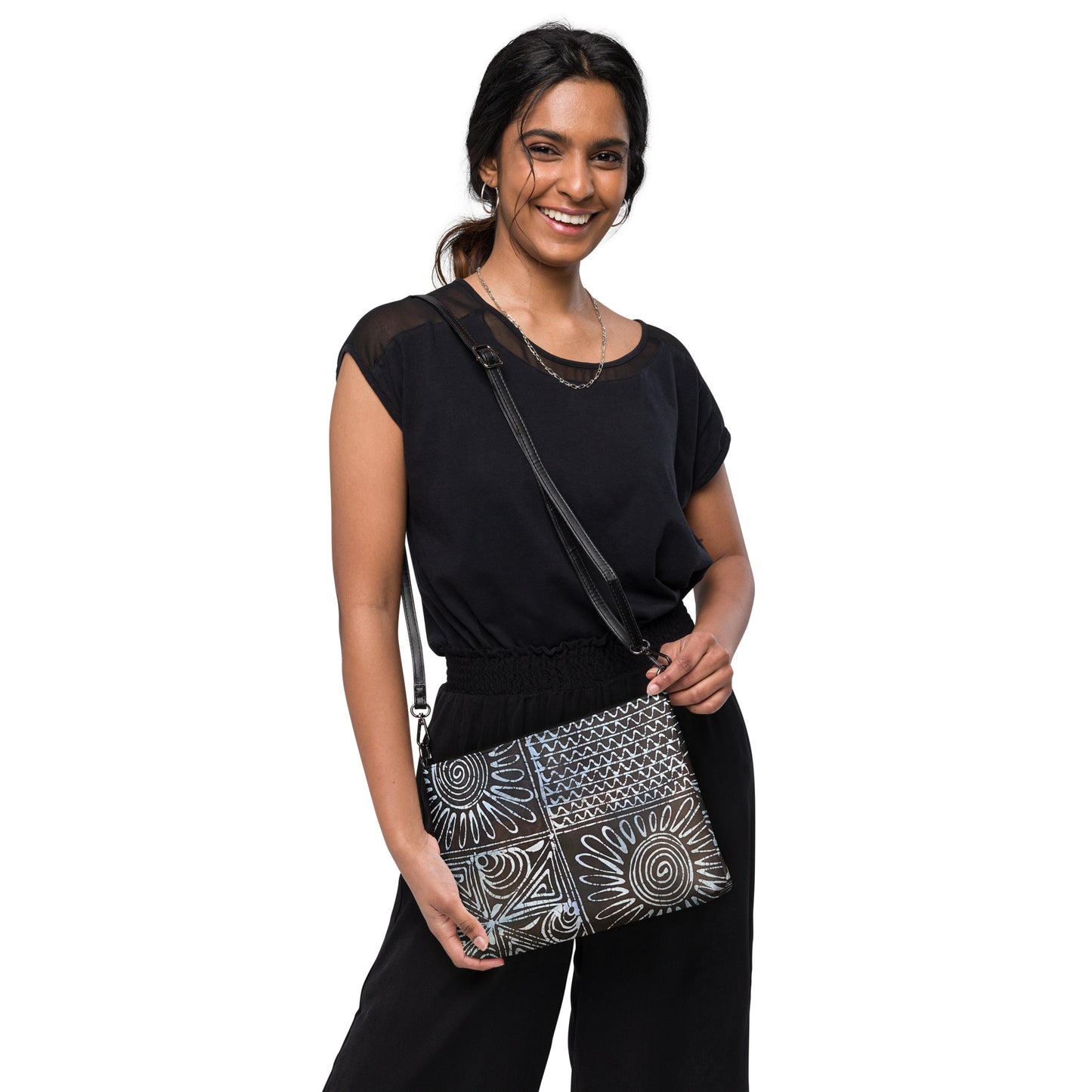 Abstract Cyan Blue Adire Crossbody Bag