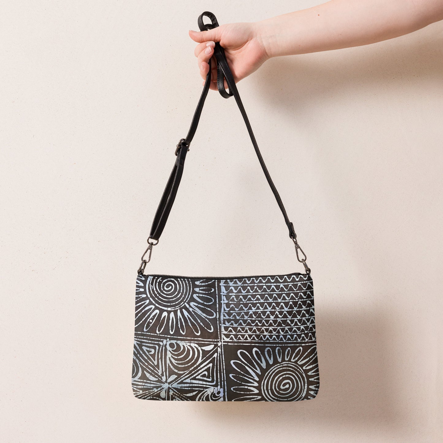 Abstract Cyan Blue Adire Crossbody Bag