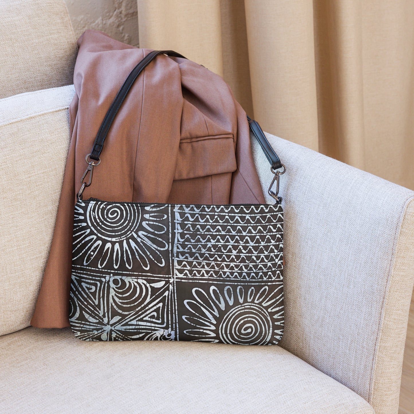 Abstract Cyan Blue Adire Crossbody Bag