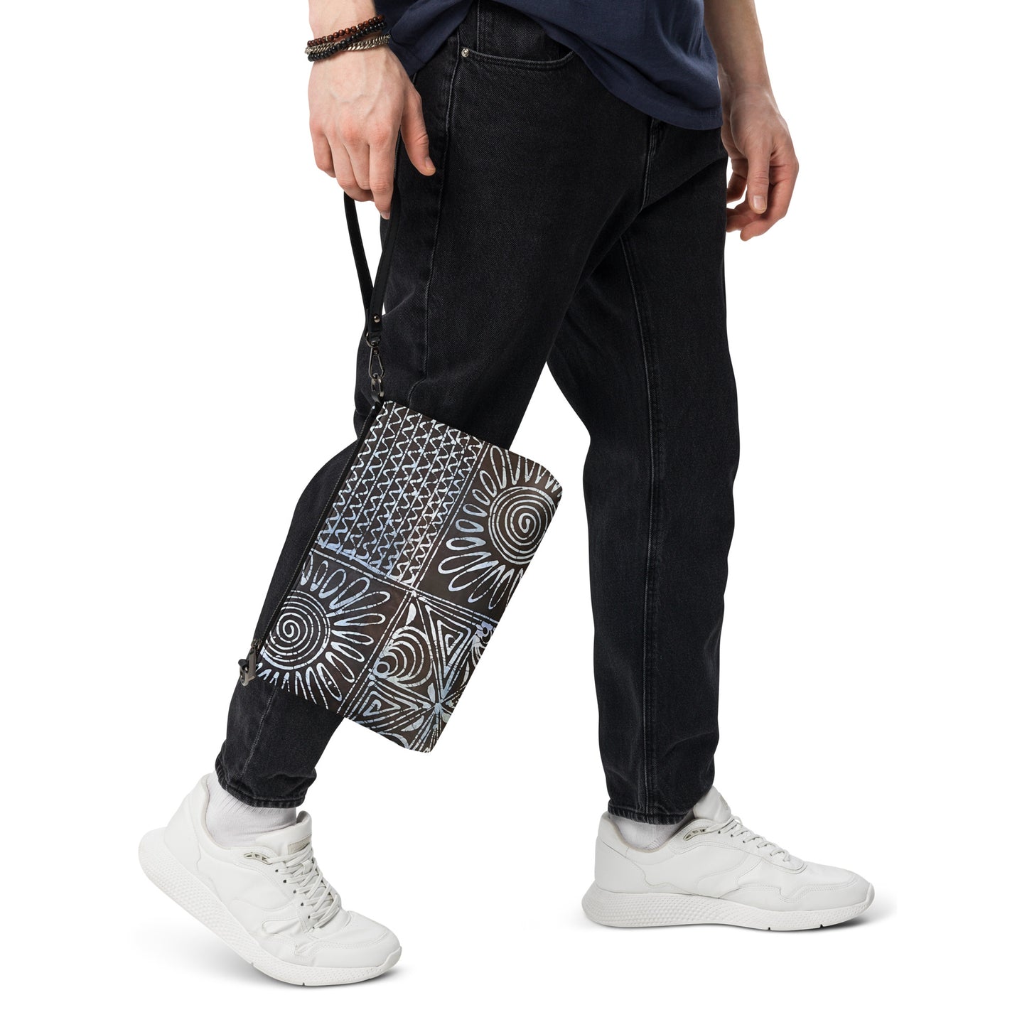 Abstract Cyan Blue Adire Crossbody Bag