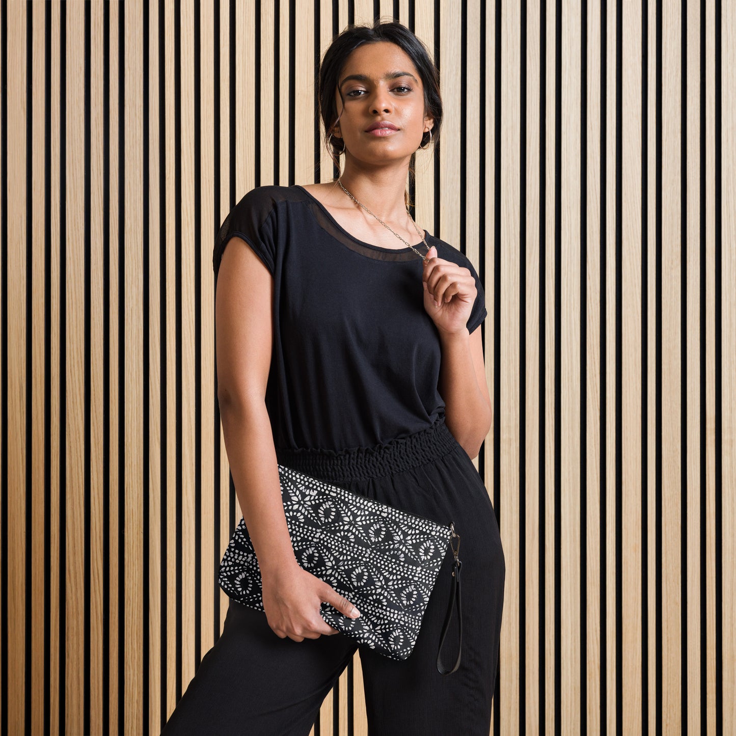 Black And White Nigerian Abstract Aztec Print Adire Crossbody Bag