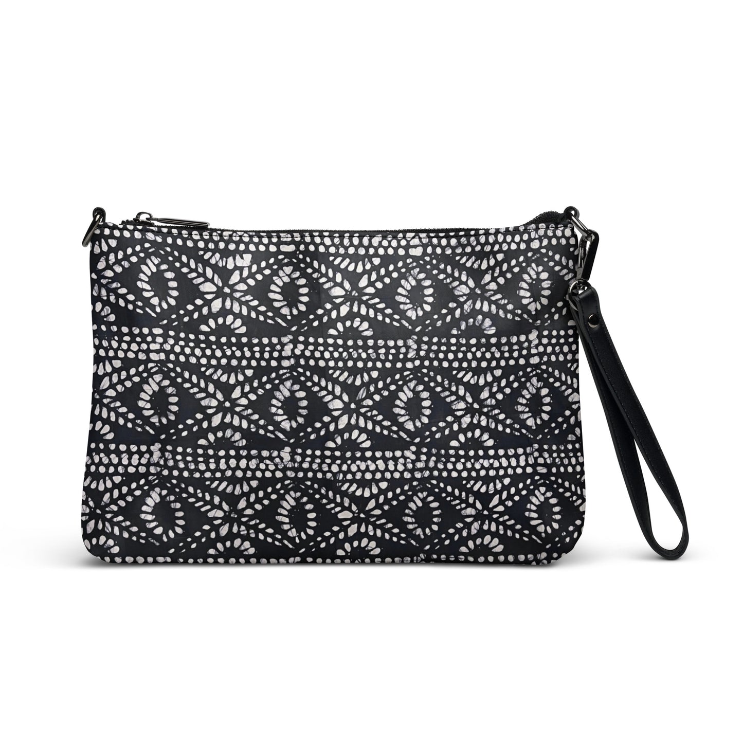 Black And White Nigerian Abstract Aztec Print Adire Crossbody Bag