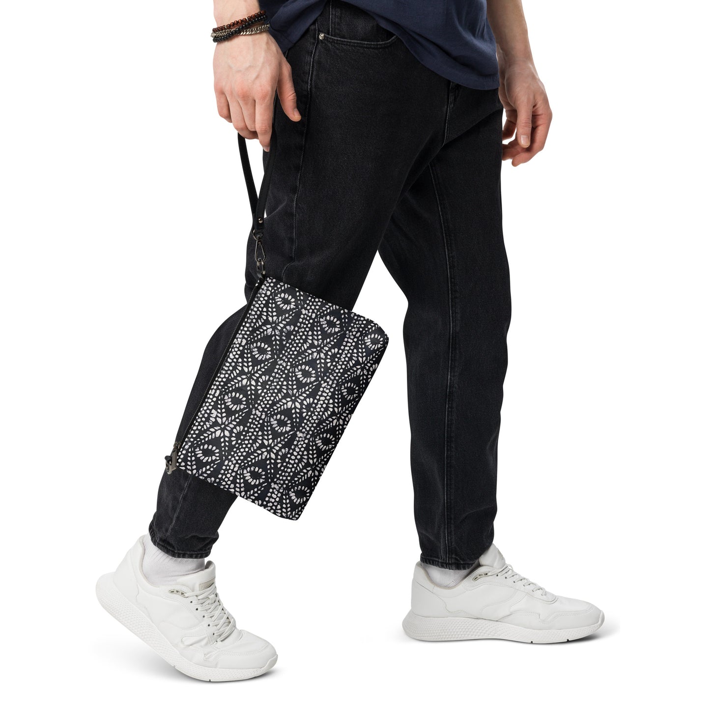 Black And White Nigerian Abstract Aztec Print Adire Crossbody Bag