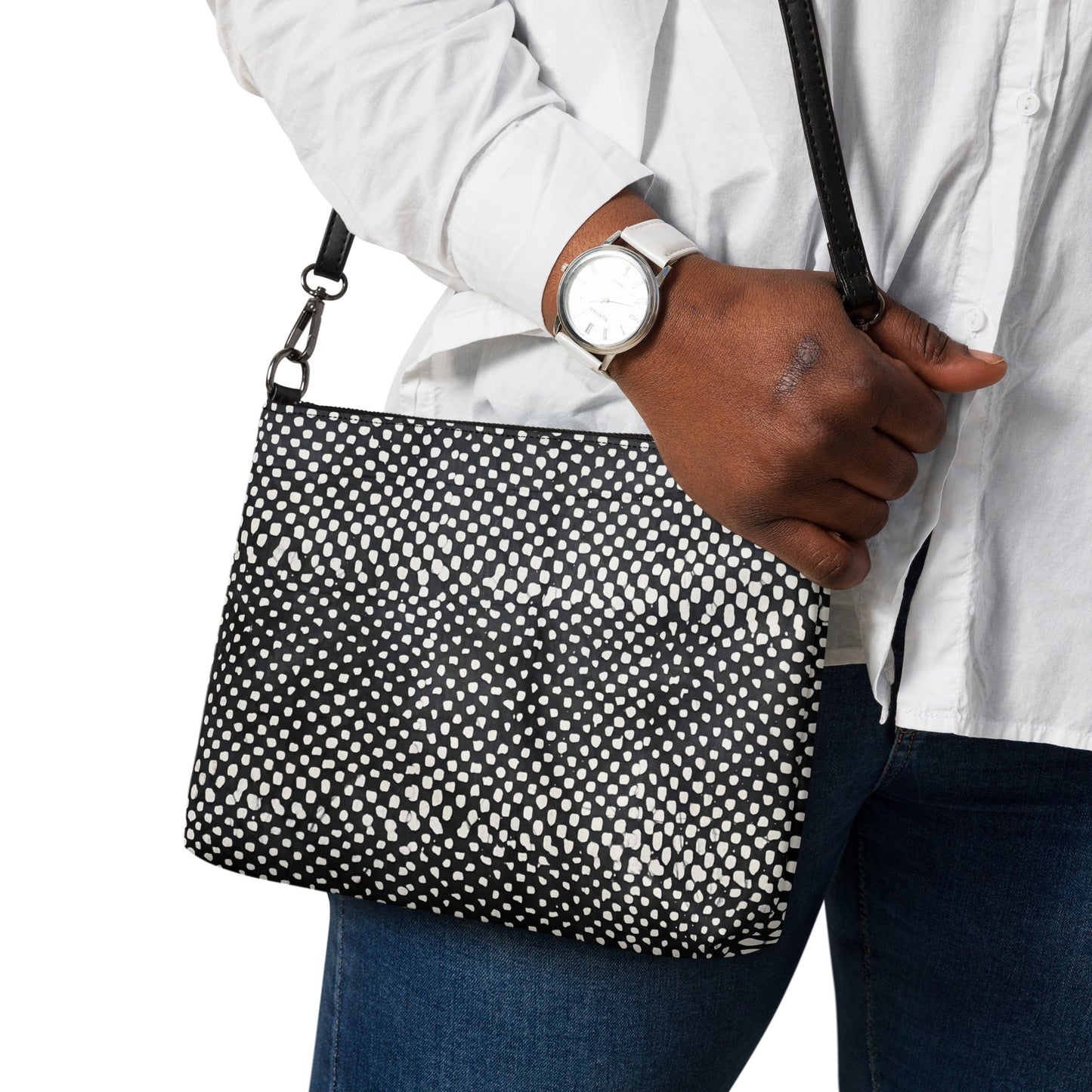 Black White African Pattern Crossbody Bag