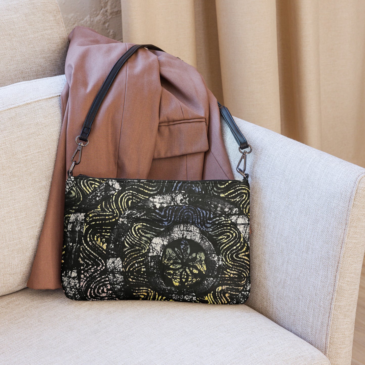 Circles And Swirls Indigo Adire Crossbody Bag