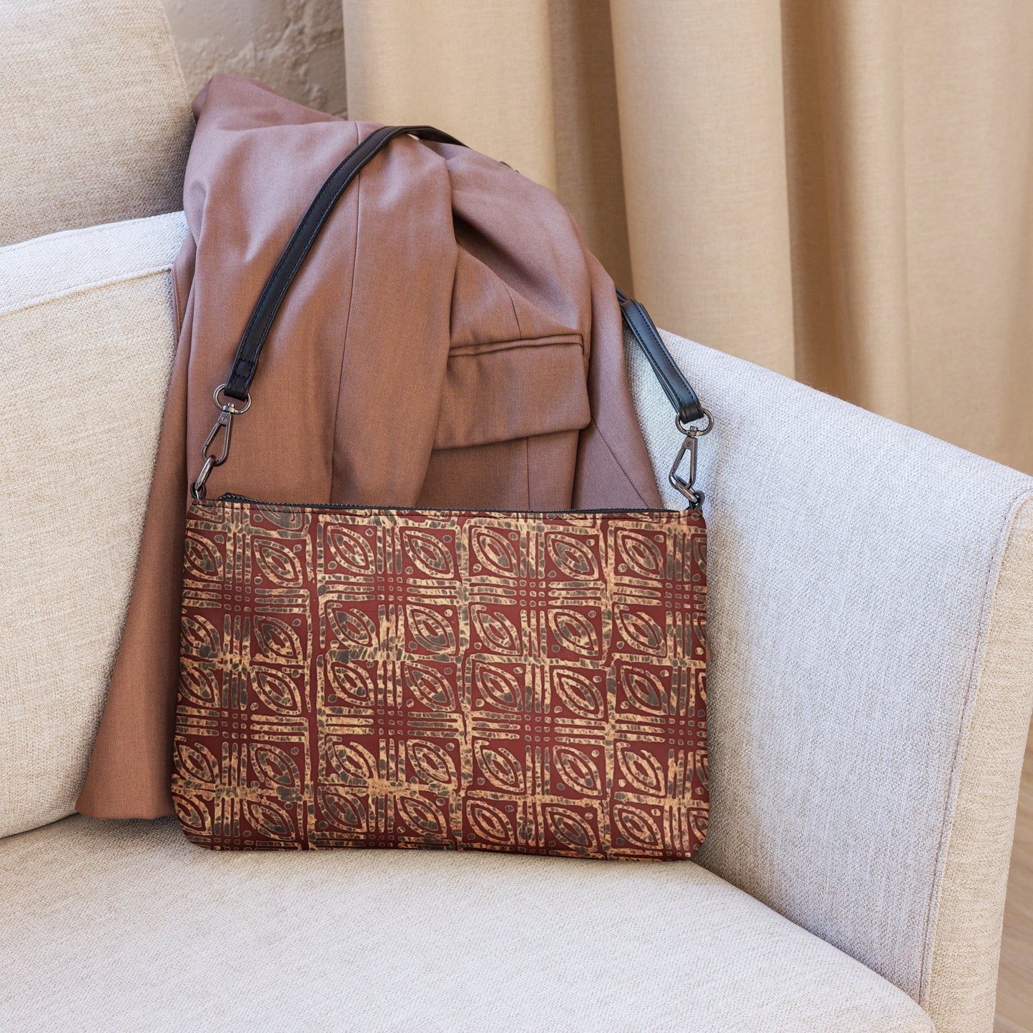 Copper And Gold Adire Crossbody Bag