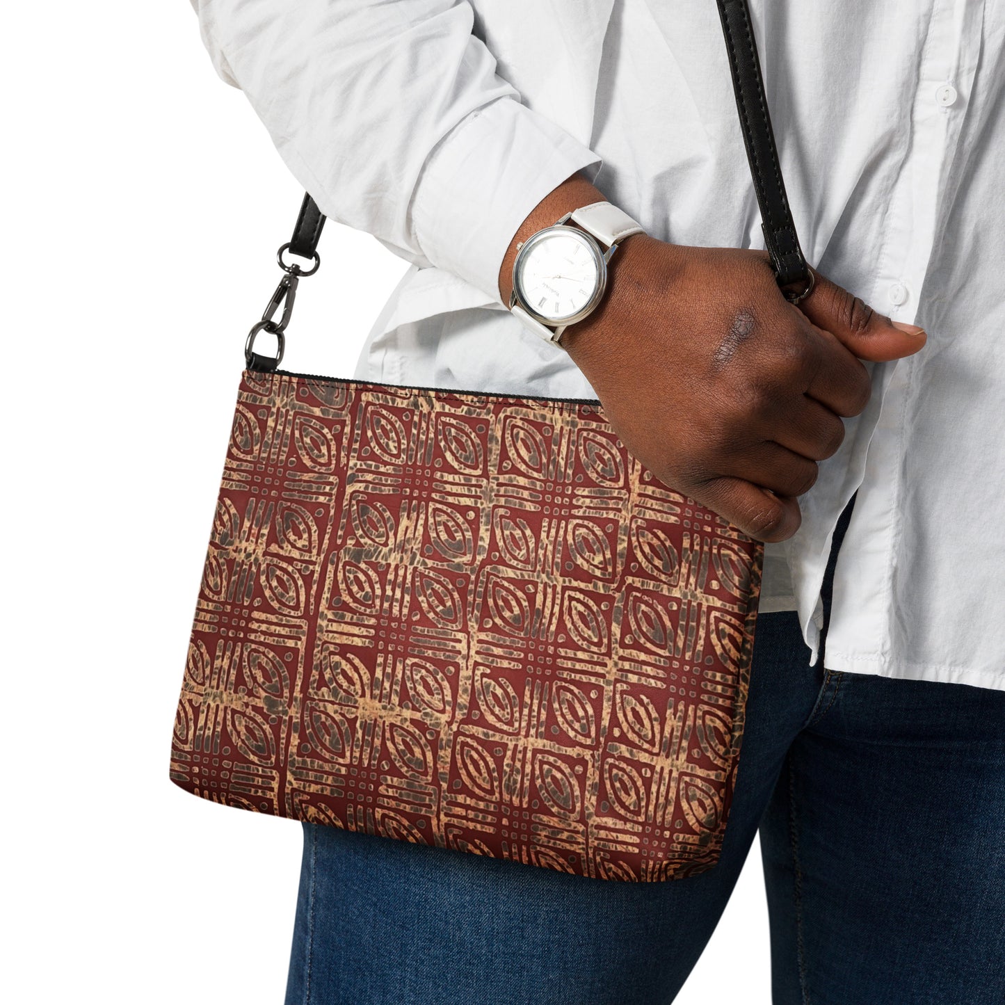 Copper And Gold Adire Crossbody Bag