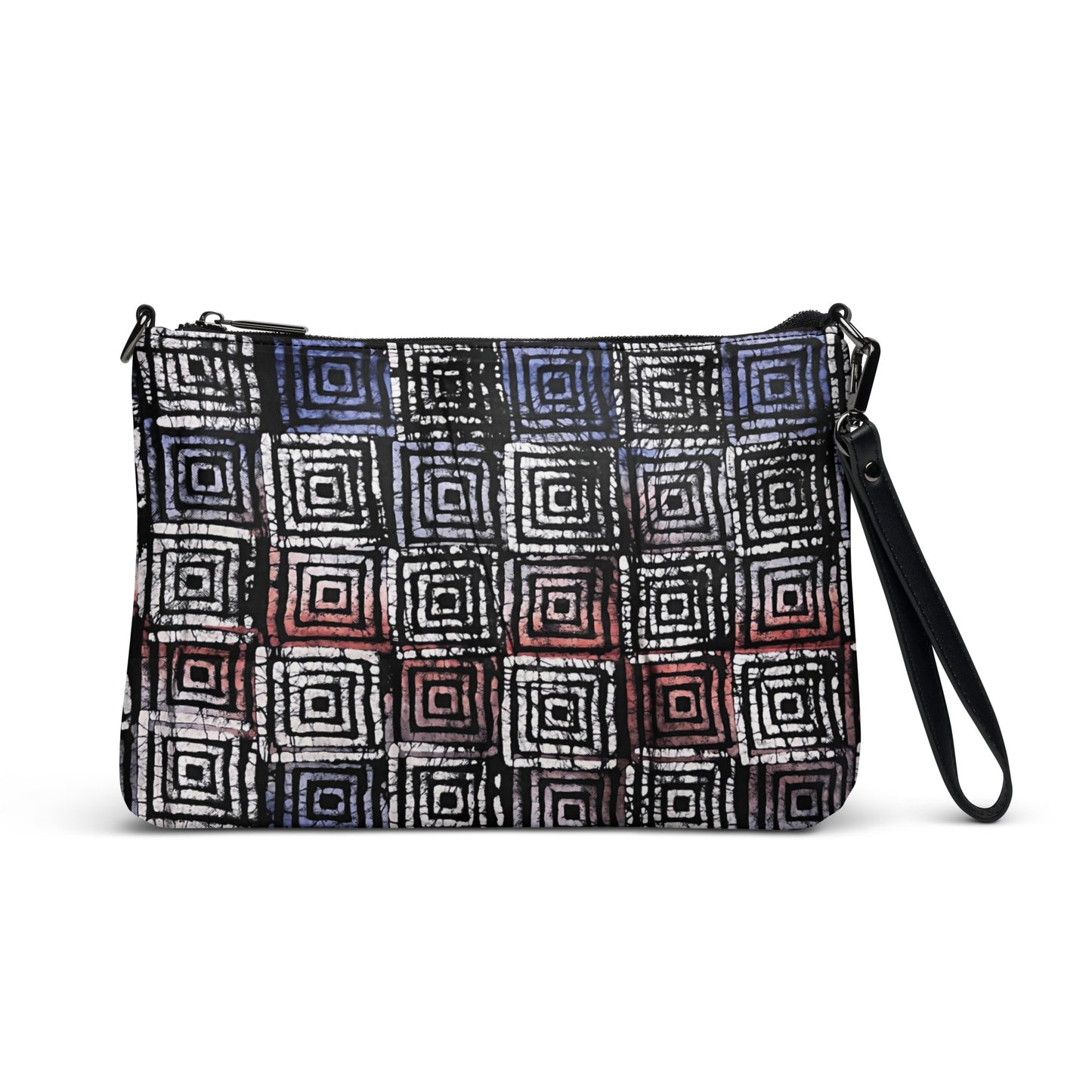 Hollow Squares Black Red Blue African Print Crossbody Bag