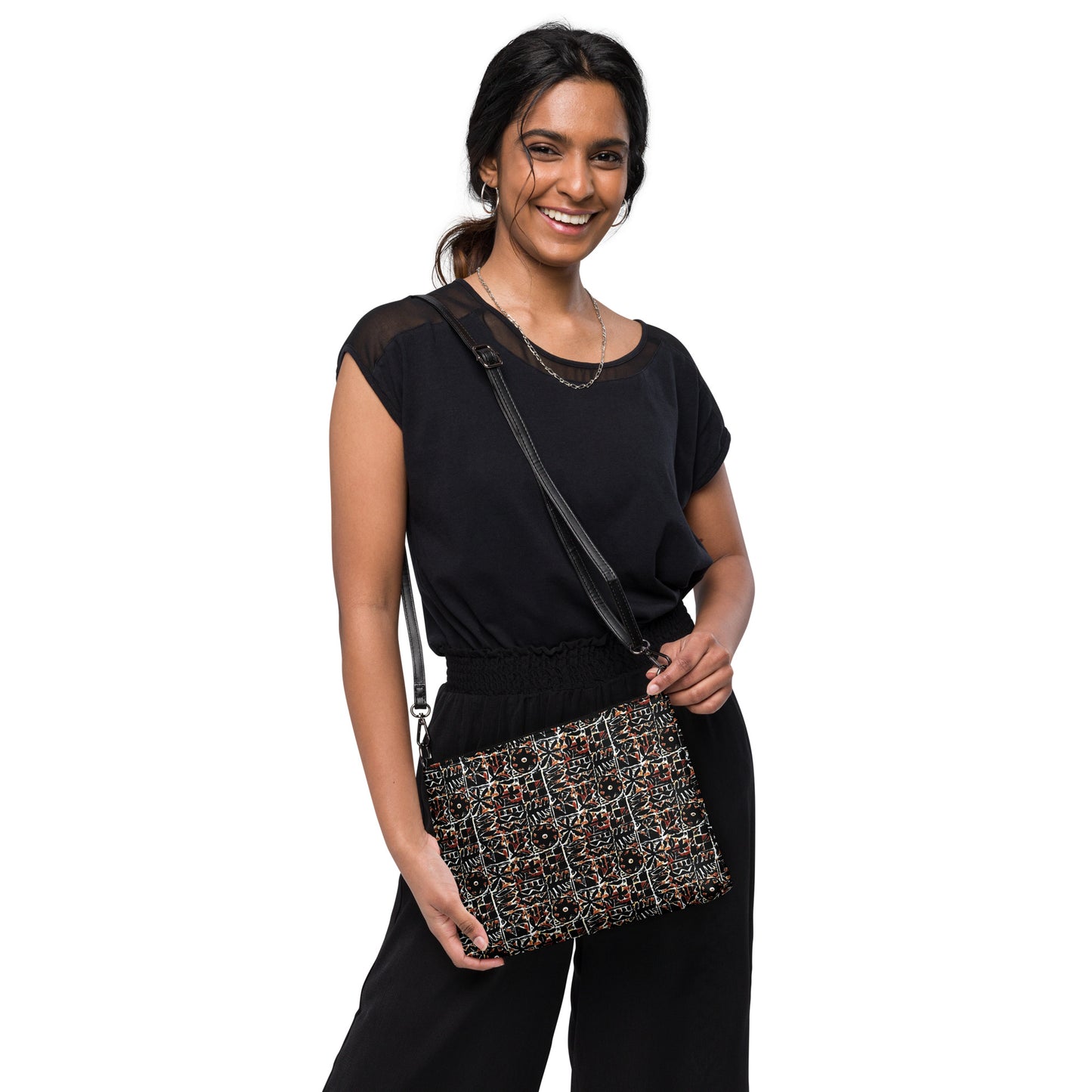 Red Black Abstract Pattern Crossbody Bag