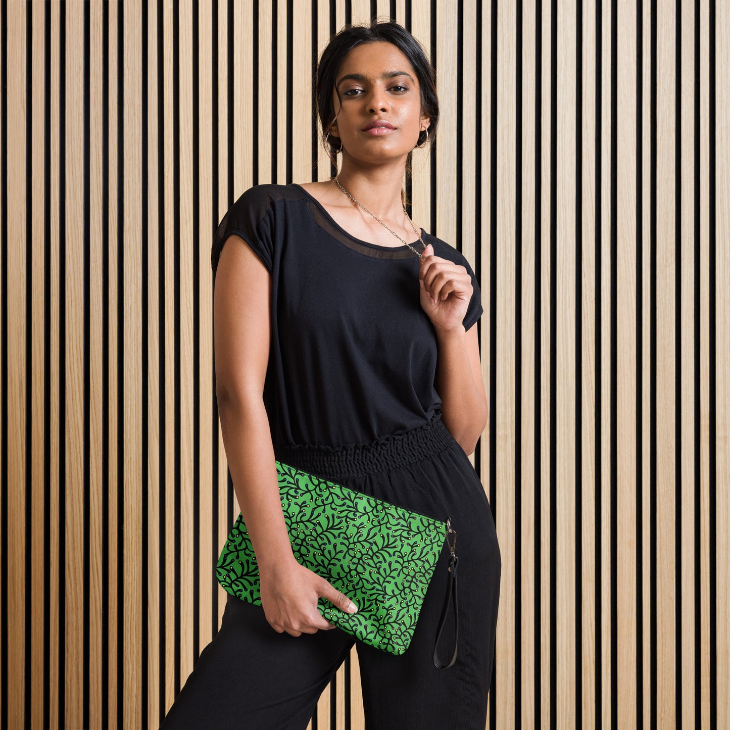 Vibrant Green And Yellow Polka Dots African Print Ankara Crossbody Bag