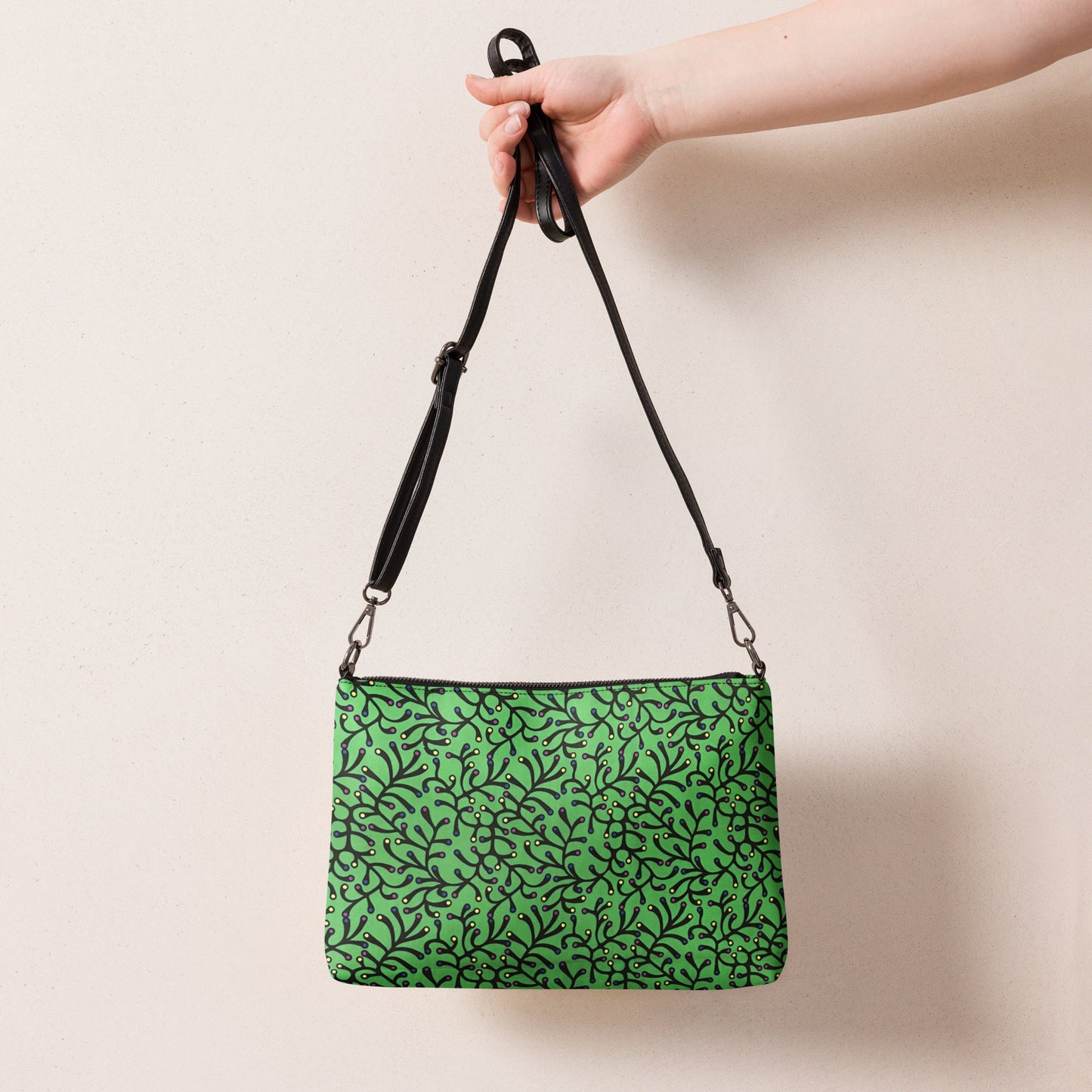 Vibrant Green And Yellow Polka Dots African Print Ankara Crossbody Bag