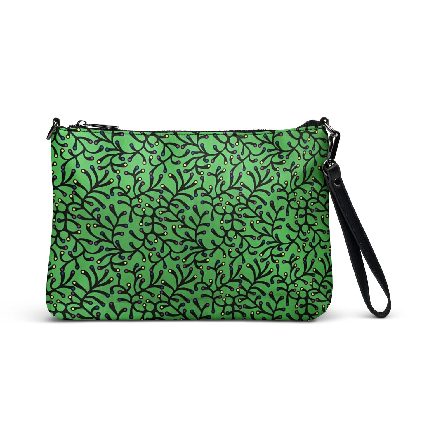 Vibrant Green And Yellow Polka Dots African Print Ankara Crossbody Bag