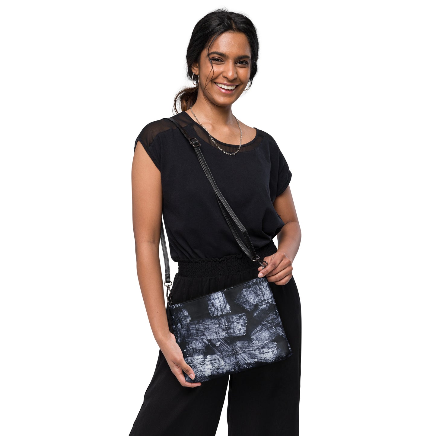 Dark Blue And White African Fabric Crossbody Bag