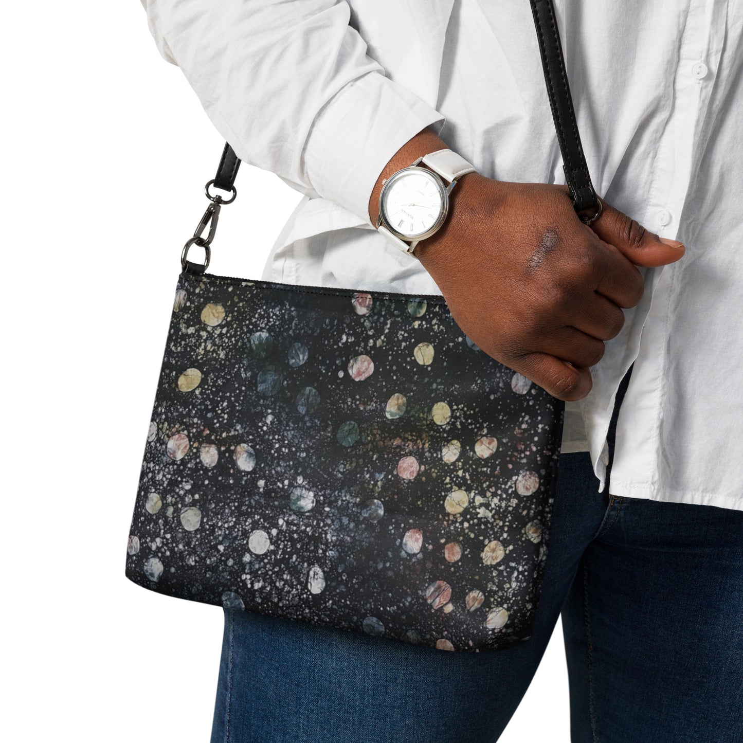 Black African Dots Adrire Crossbody Bag