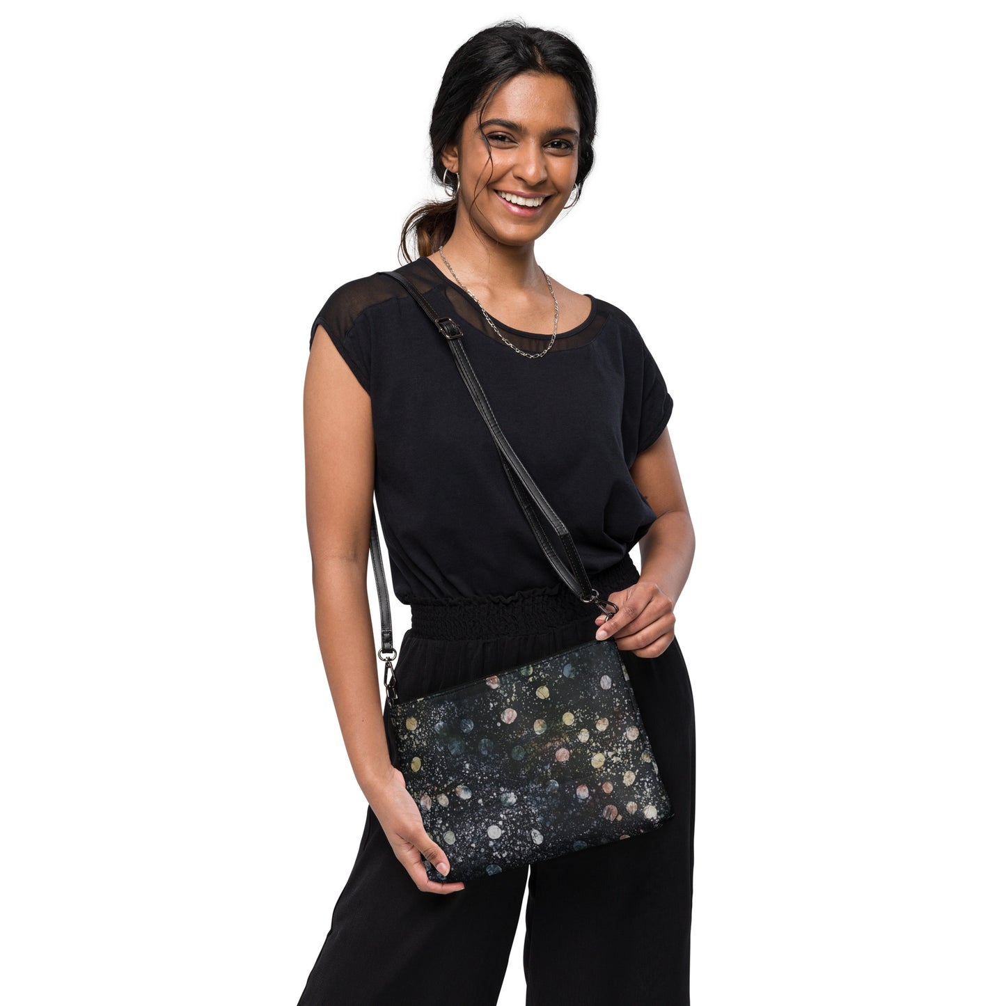 Black African Dots Adrire Crossbody Bag