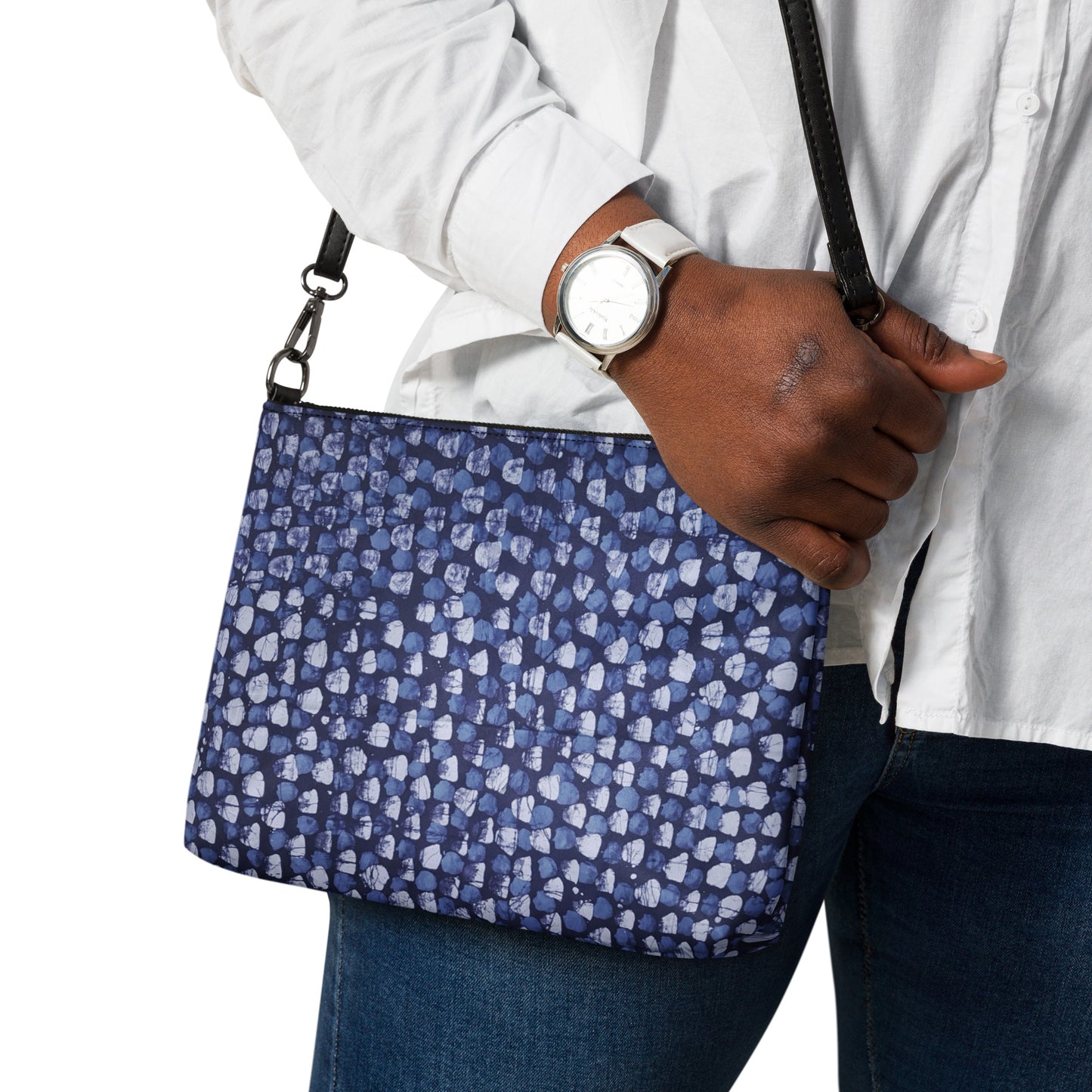 Blue Dotted Adire Crossbody Bag