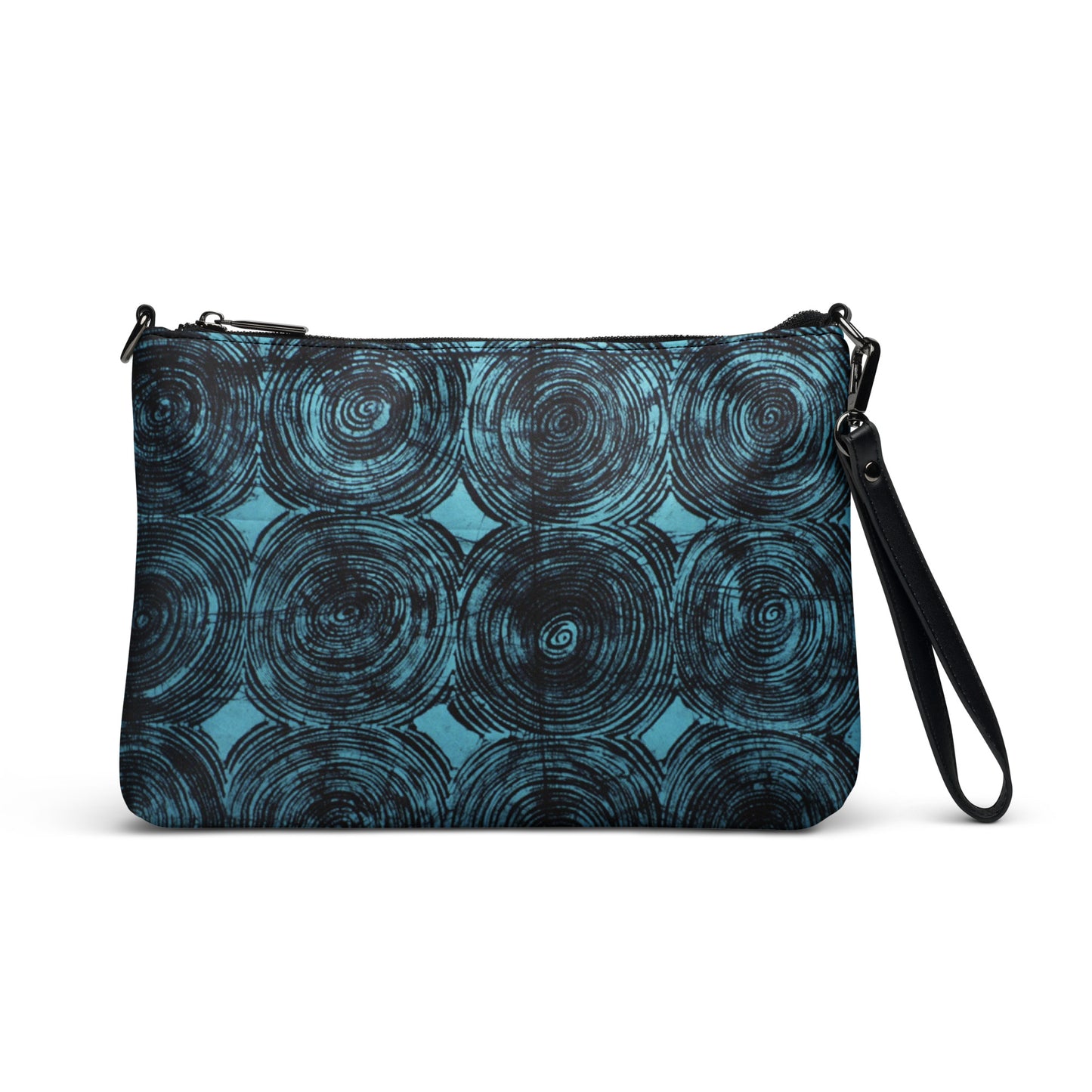 Black And Turquoise Swirl Adire Crossbody Bag