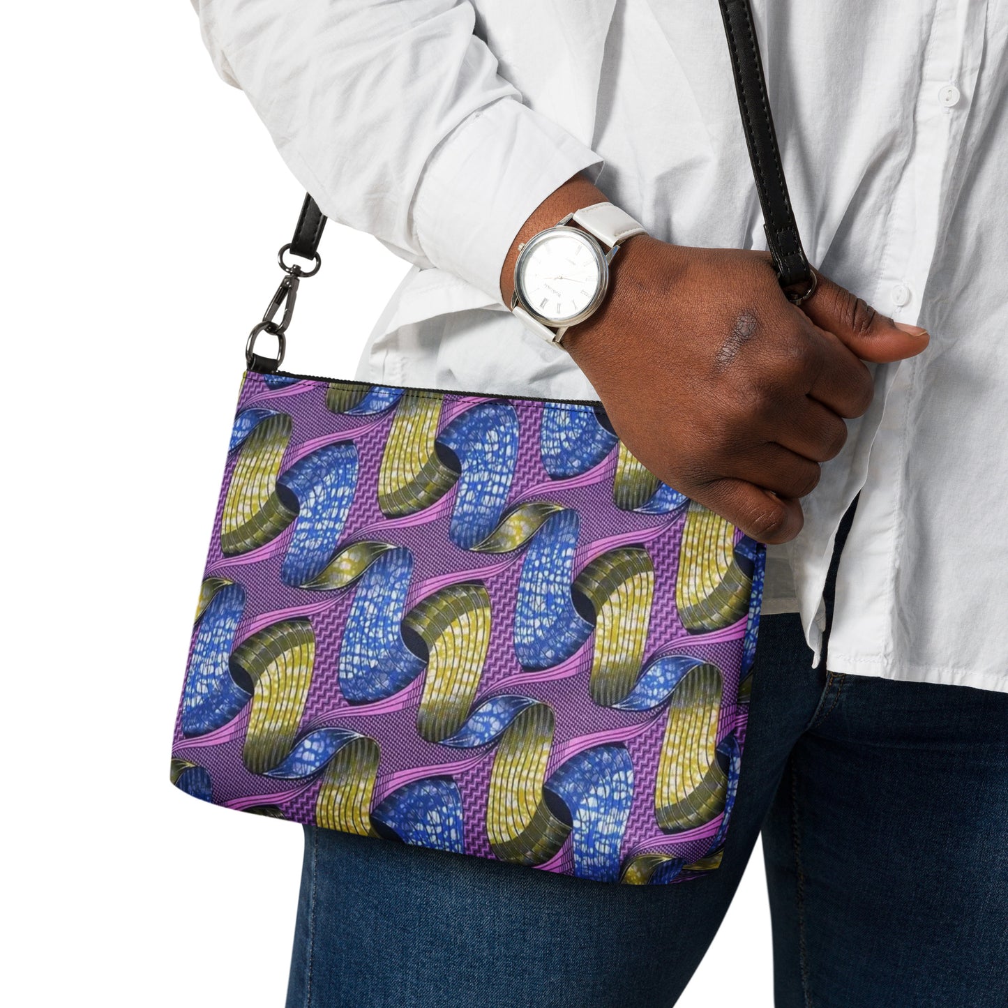 Blue Green Pink Ankara Crossbody Bag