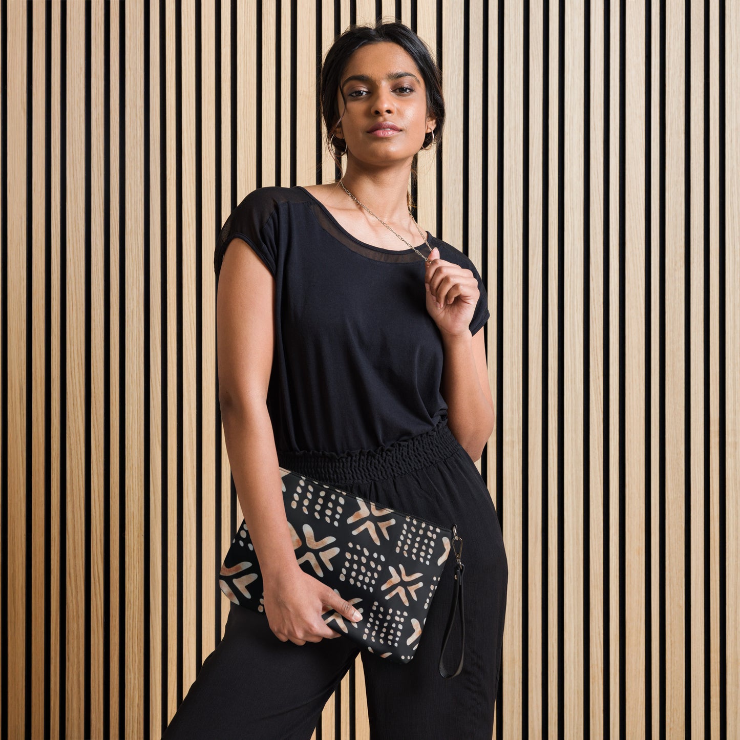 Brown Abstract Square Ankara Crossbody Bag