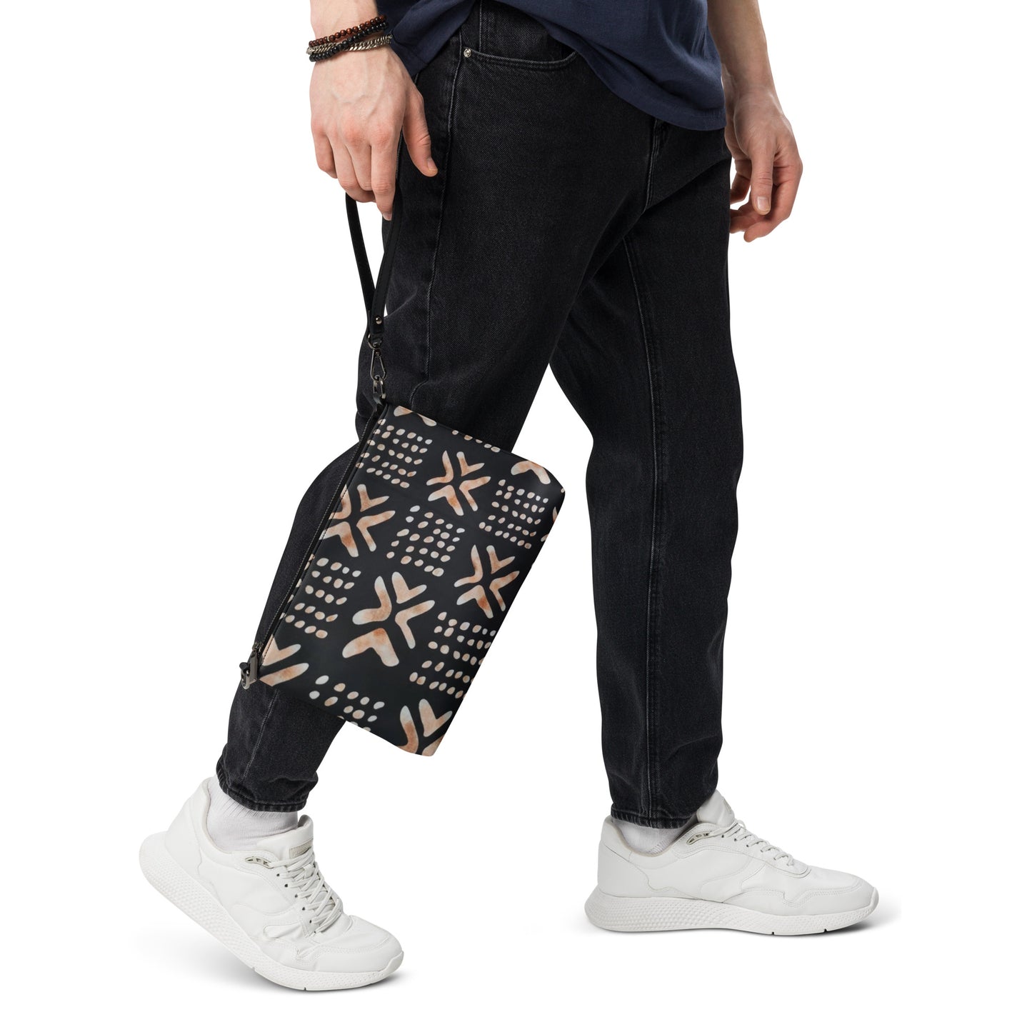 Brown Abstract Square Ankara Crossbody Bag
