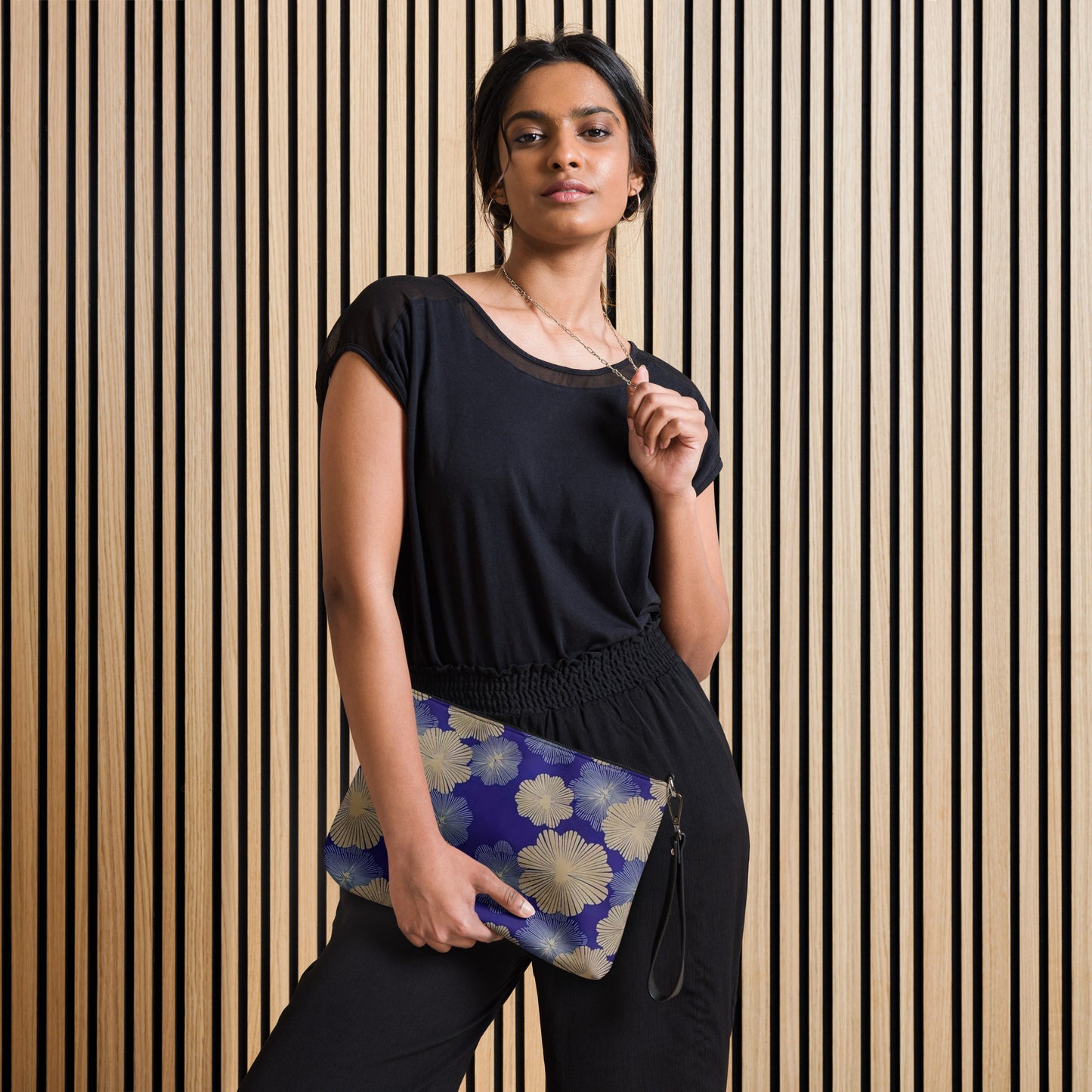 Cream Blue Floral Ankara Crossbody Bag