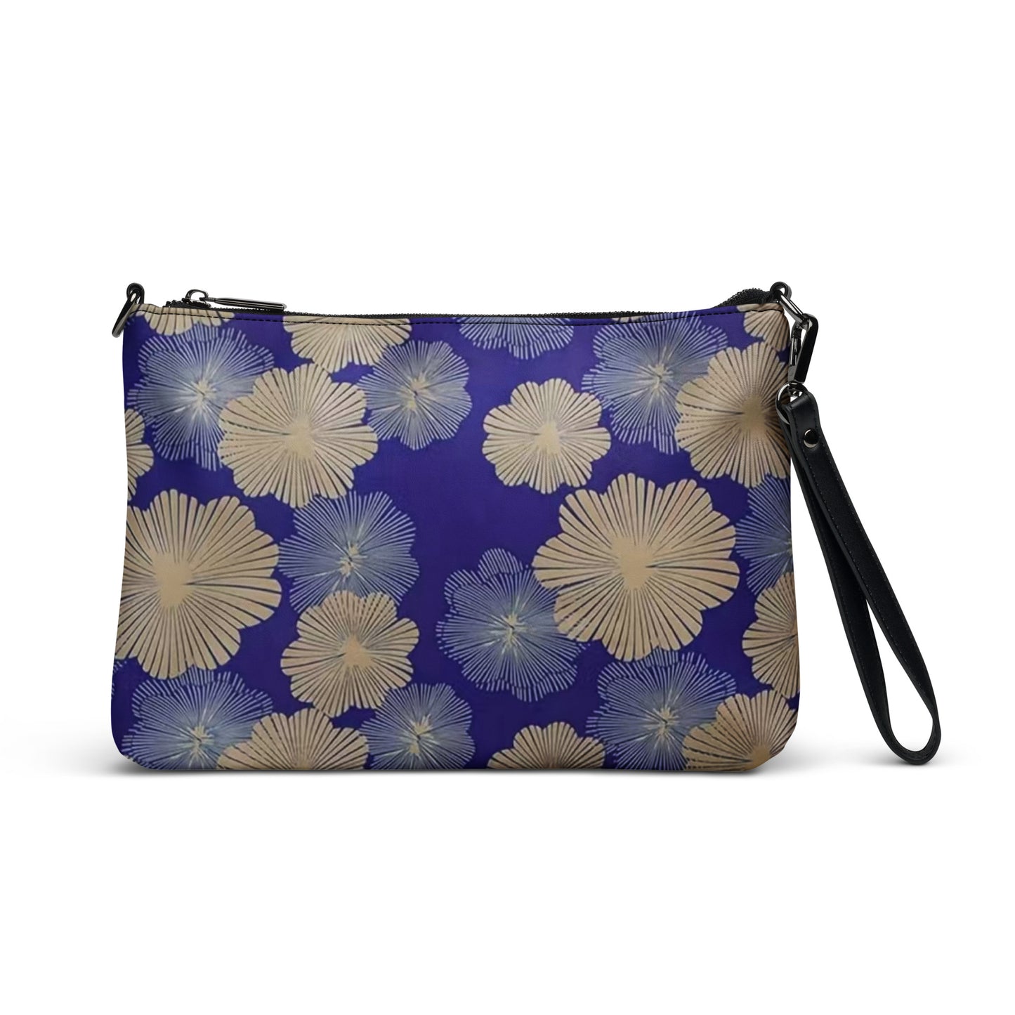 Cream Blue Floral Ankara Crossbody Bag