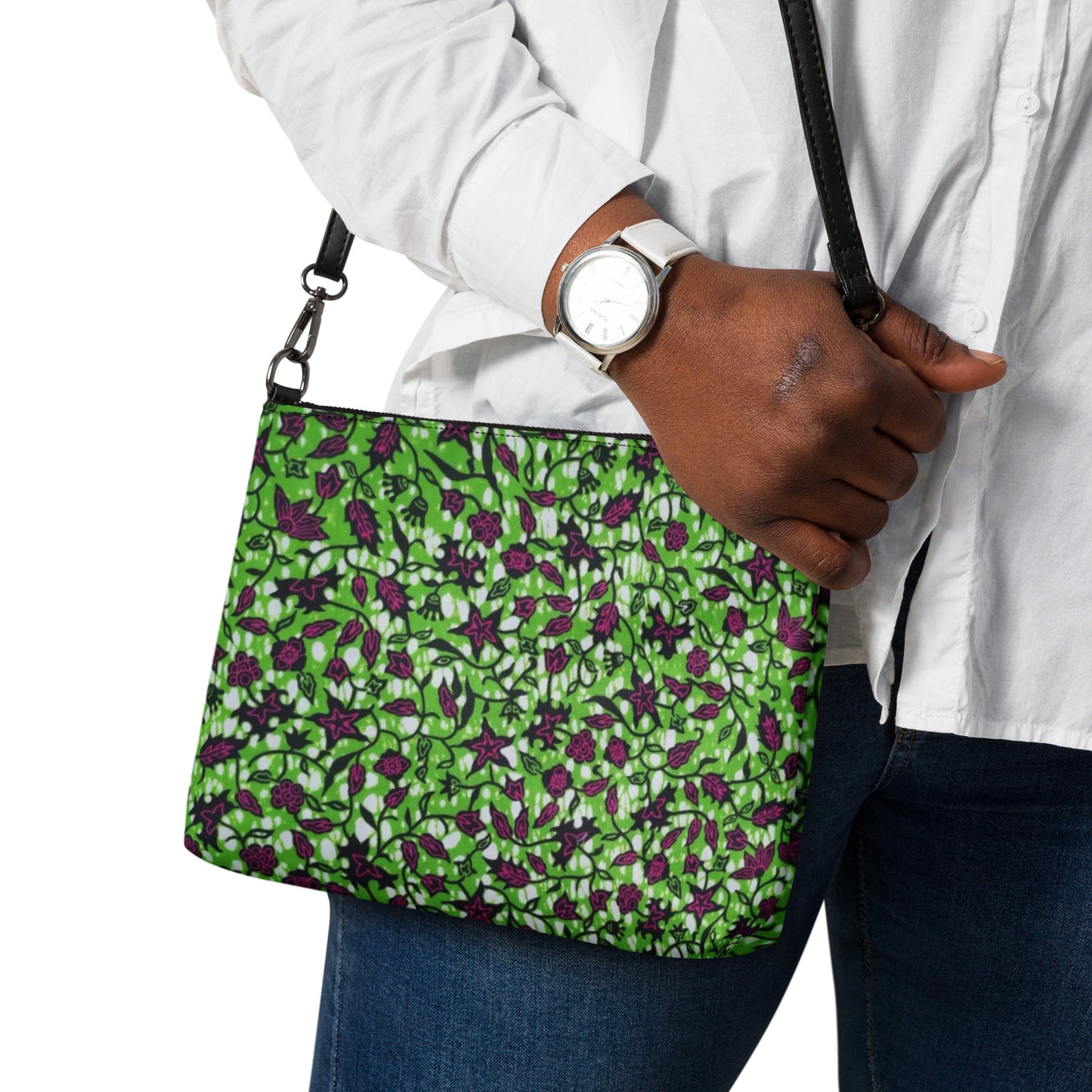 Green Burgundy Ankara Crossbody Bag