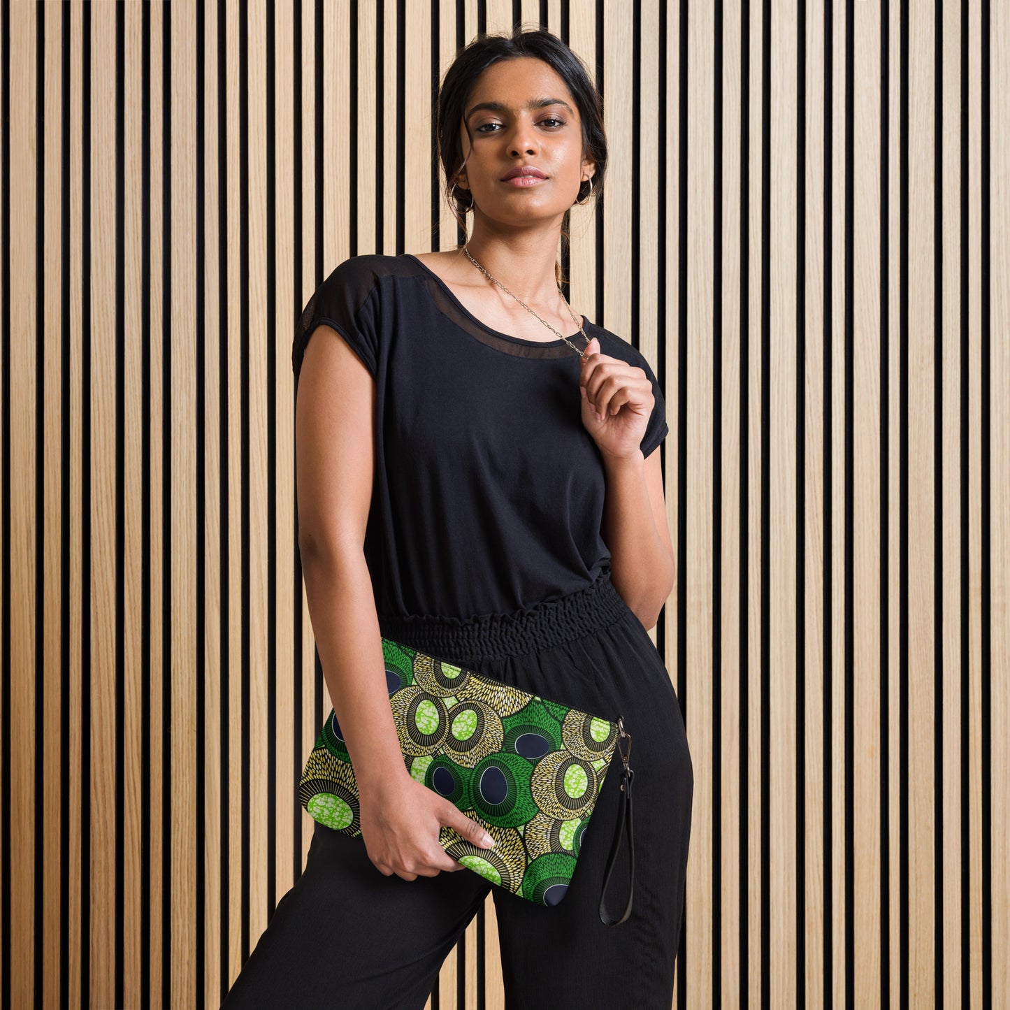 Green Oval Ankara Crossbody Bag